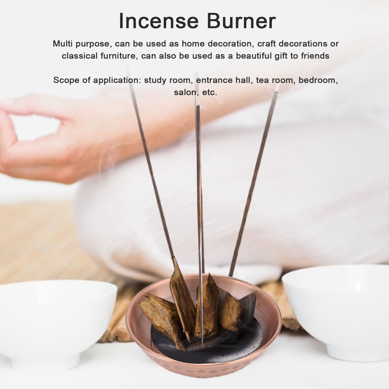 Retro Home Incense Burner Copper Alloy Smoked Incense Burner Holder for Study view 13