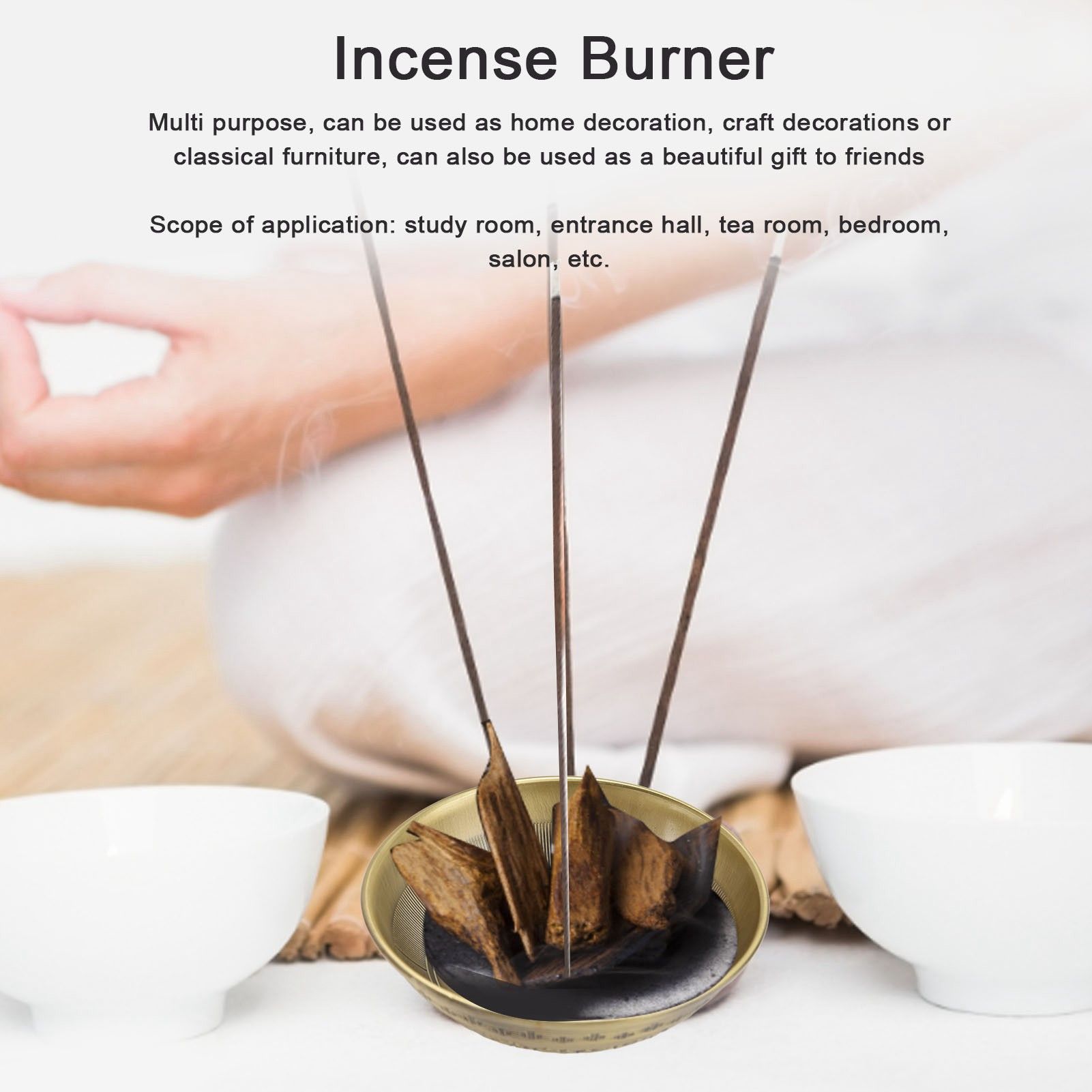 Retro Home Incense Burner Copper Alloy Smoked Incense Burner Holder for Study view 13