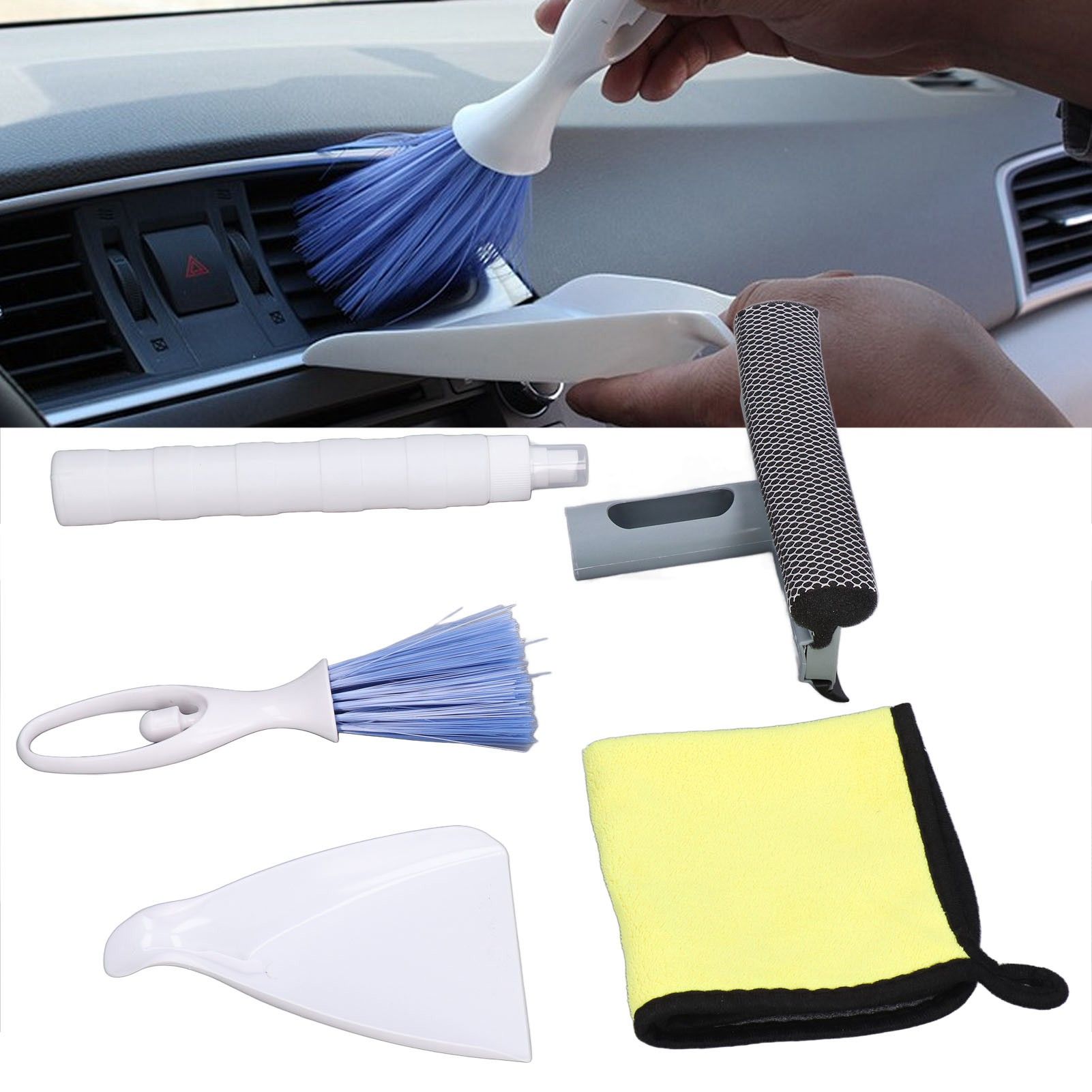 Car Cleaning Kit Multipurpose Portable Automobile Interior Wash Cloth Brush view 11