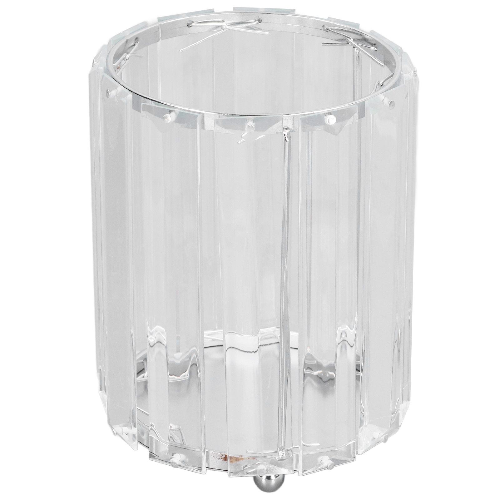 Cosmetic Brush Holder Transparent Glass Round Decorative Desktop Pen Storage