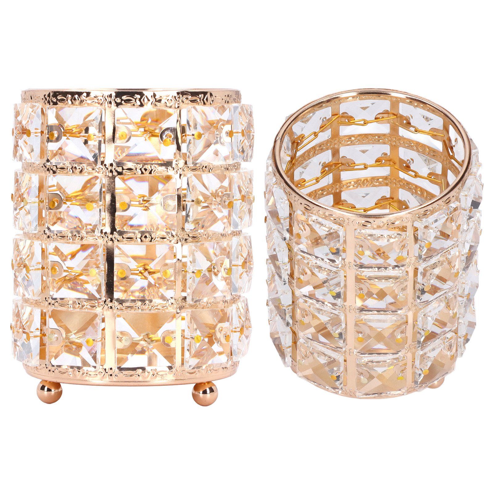 Crystal Makeup Brush Holder European Style Rounded Crystal Glass Cosmetic view 10
