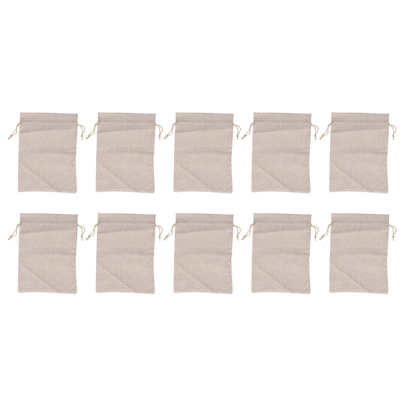 10Pcs Cotton Linen Bag Small Storage Drawstring Bag 9 X 6.7in Reusable Storage