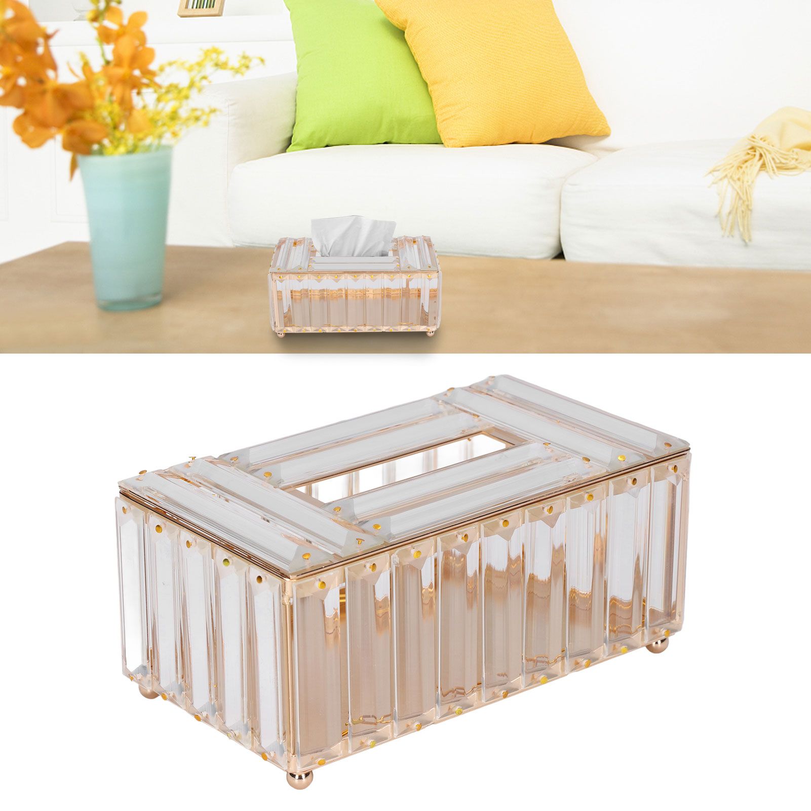 Tissues Box Gold Plating Process Fine Workmanship Simple Fashion Multipurpose view 12