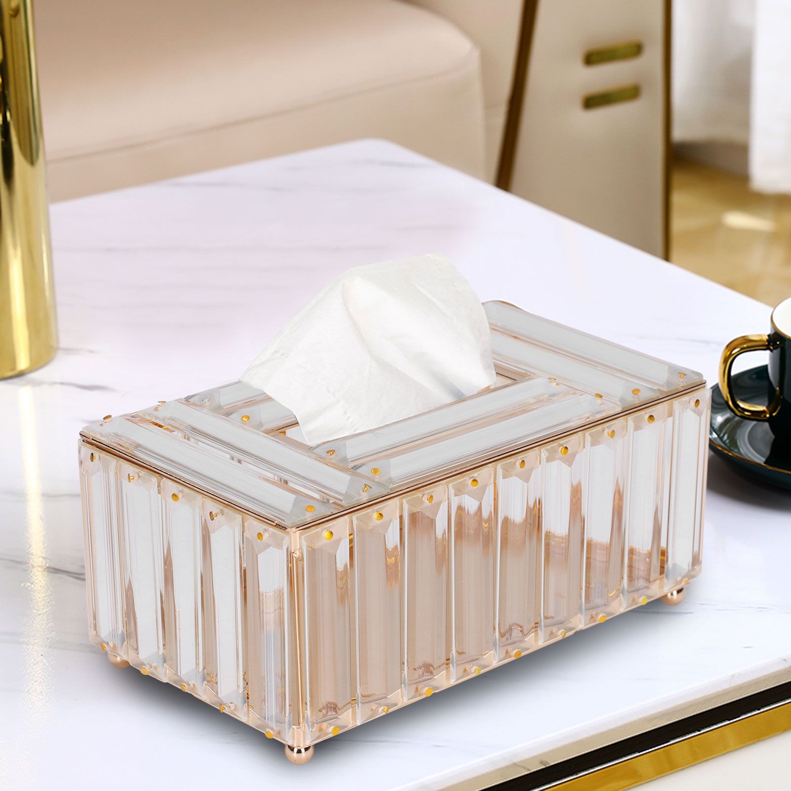 Tissues Box Gold Plating Process Fine Workmanship Simple Fashion Multipurpose view 15