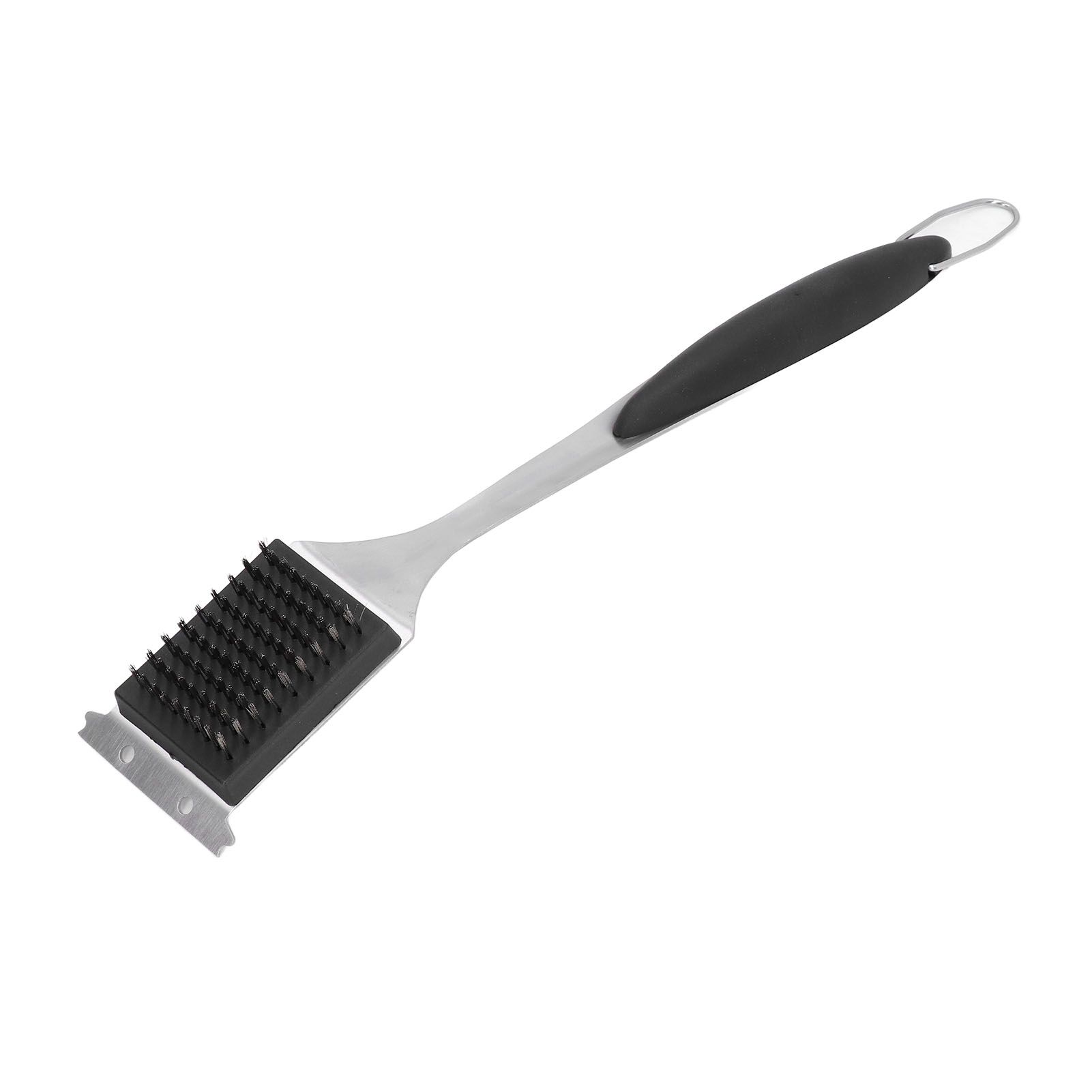 Barbecue Grill Brush Scraper Long Handle Stainless Steel Silver No Scratch