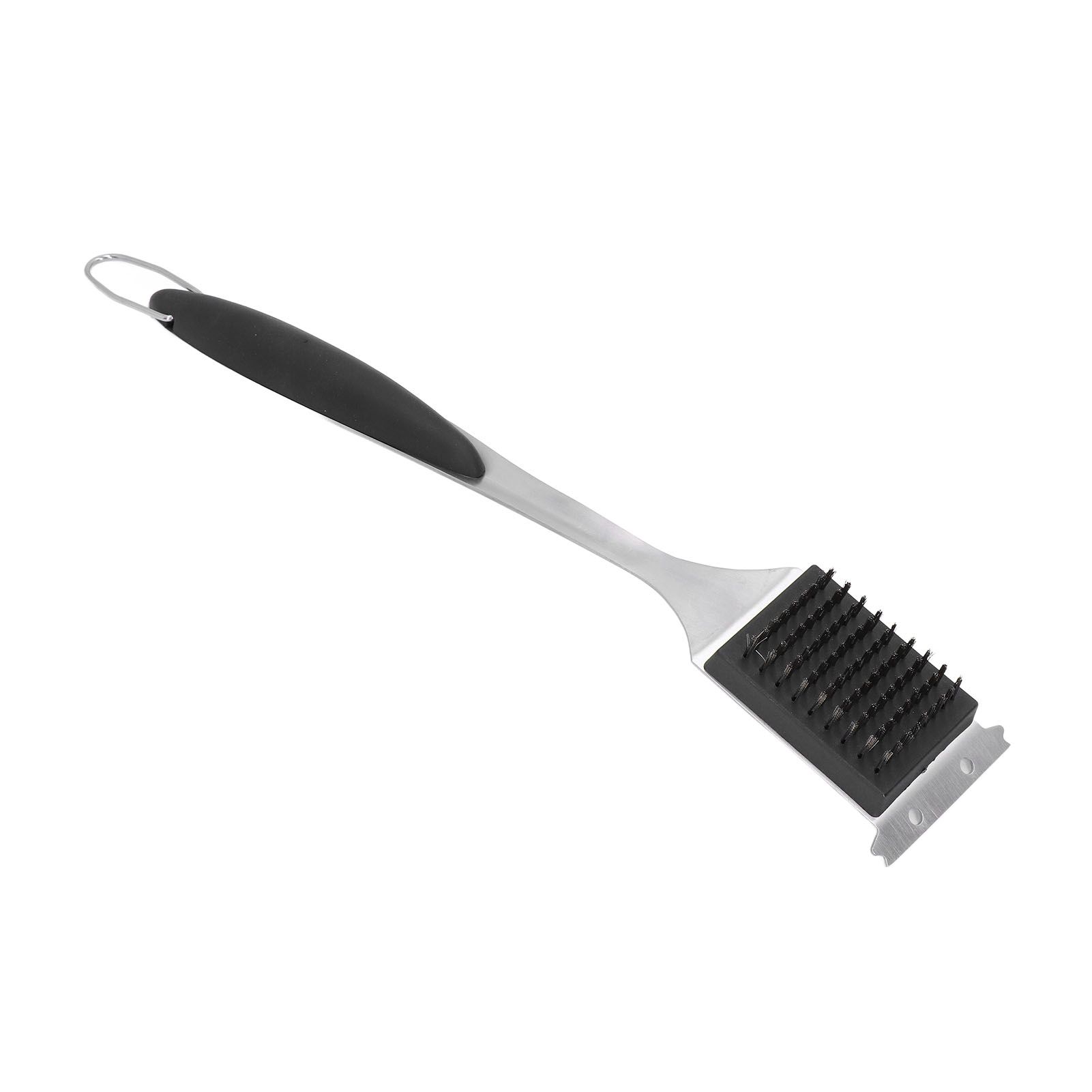 Barbecue Grill Brush Scraper Long Handle Stainless Steel Silver No Scratch view 3