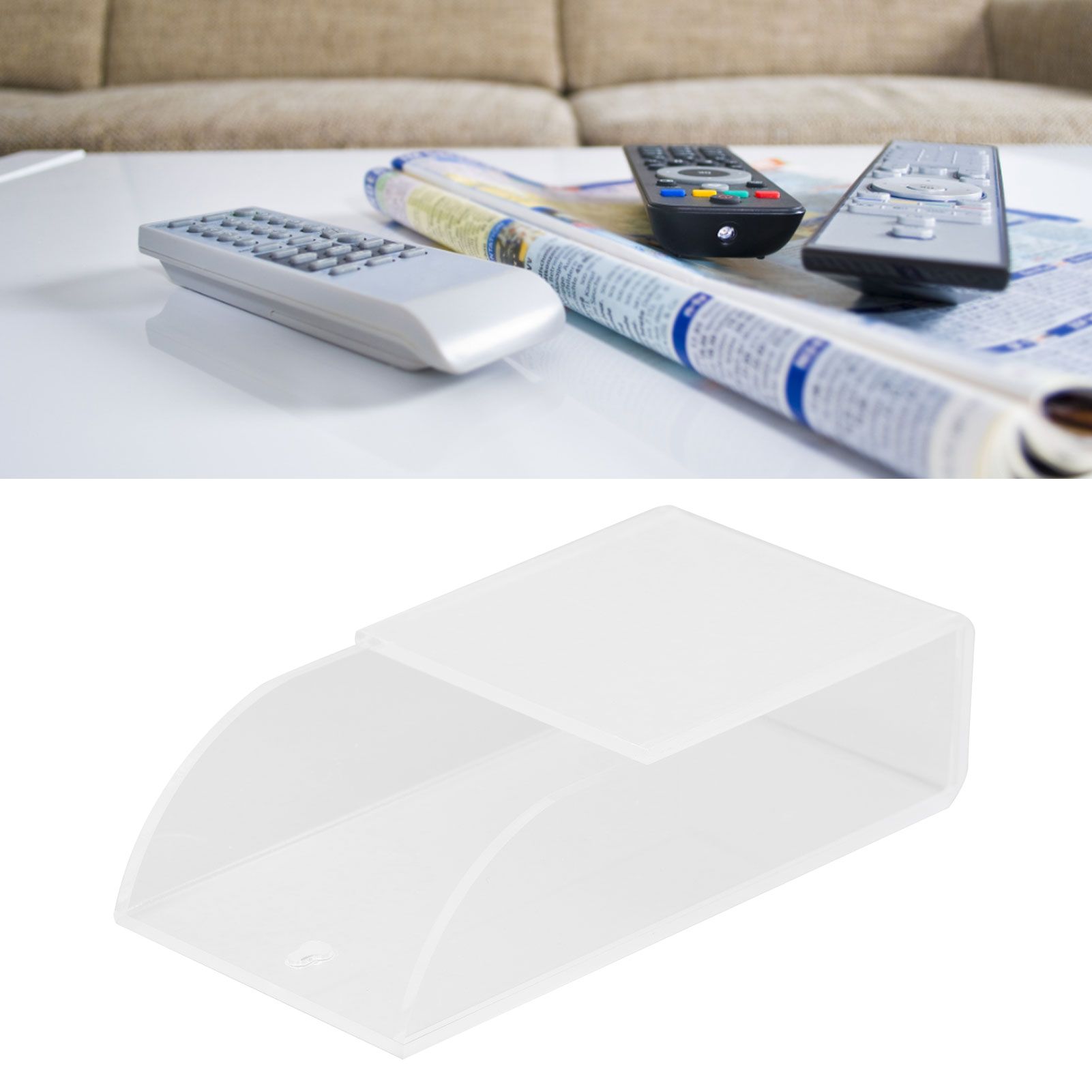 Acrylic Remote Control Holder Simple Wall Mount Media Organizer Transparent view 11