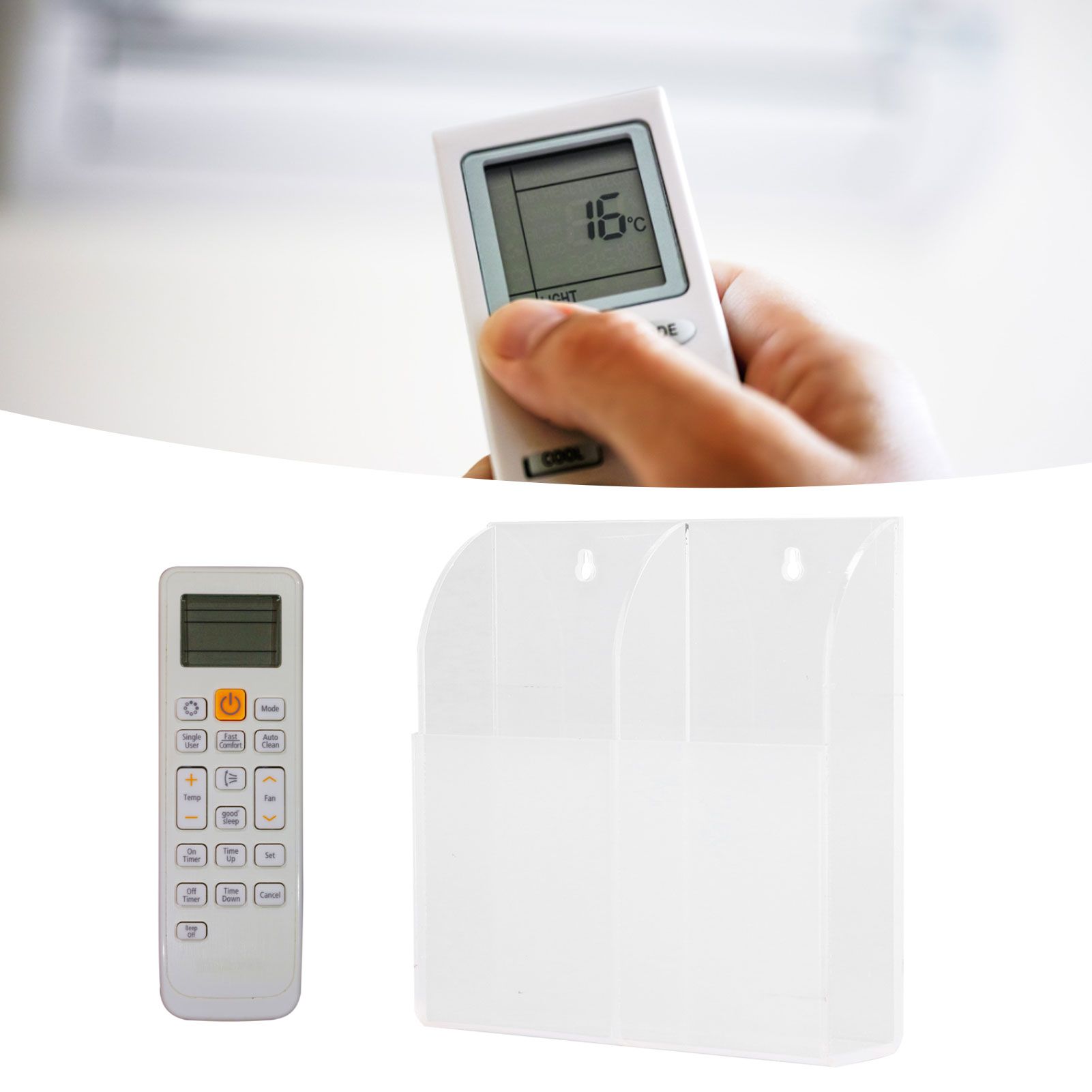 Acrylic Remote Control Holder Simple Wall Mount Media Organizer Transparent view 11