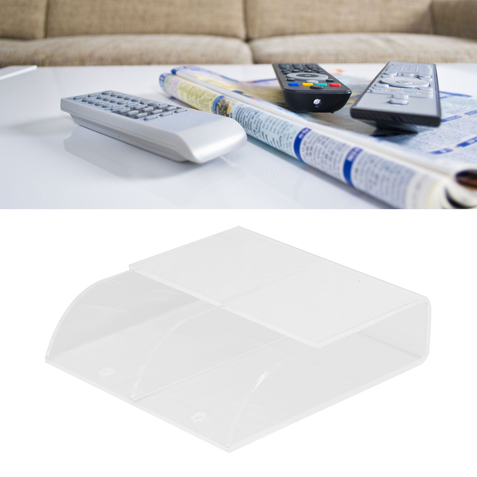 Acrylic Remote Control Holder Simple Wall Mount Media Organizer Transparent view 12