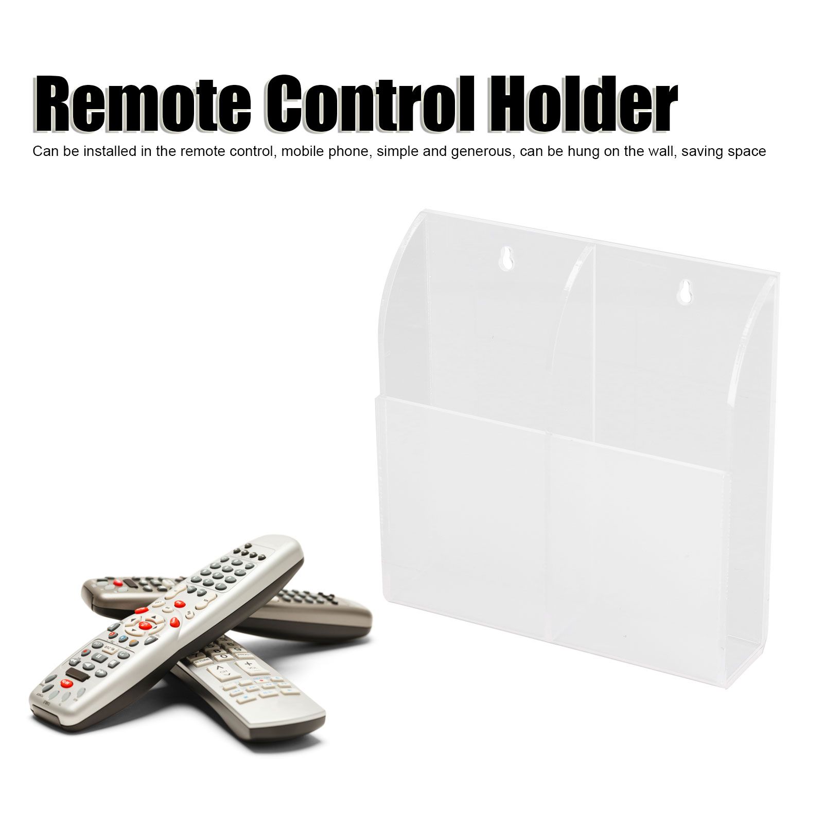 Acrylic Remote Control Holder Simple Wall Mount Media Organizer Transparent view 13