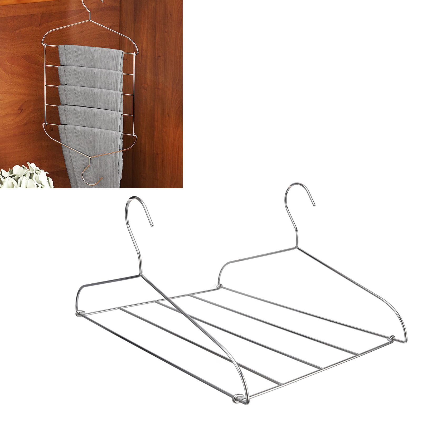 Stainless Steel Magic Pants Hangers Foldable Multifunctional Space Saving view 11