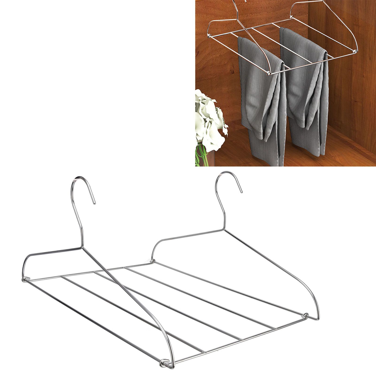 Stainless Steel Magic Pants Hangers Foldable Multifunctional Space Saving view 12