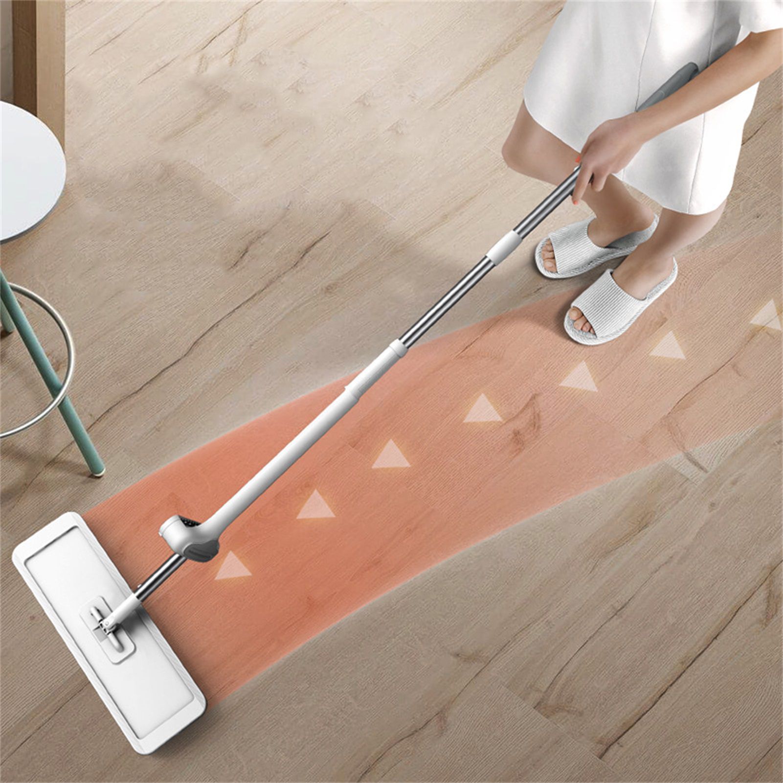 Microfiber Flat Mop Hand Wash Free Long Handle Large Flat Mop Dry Wet Use view 3