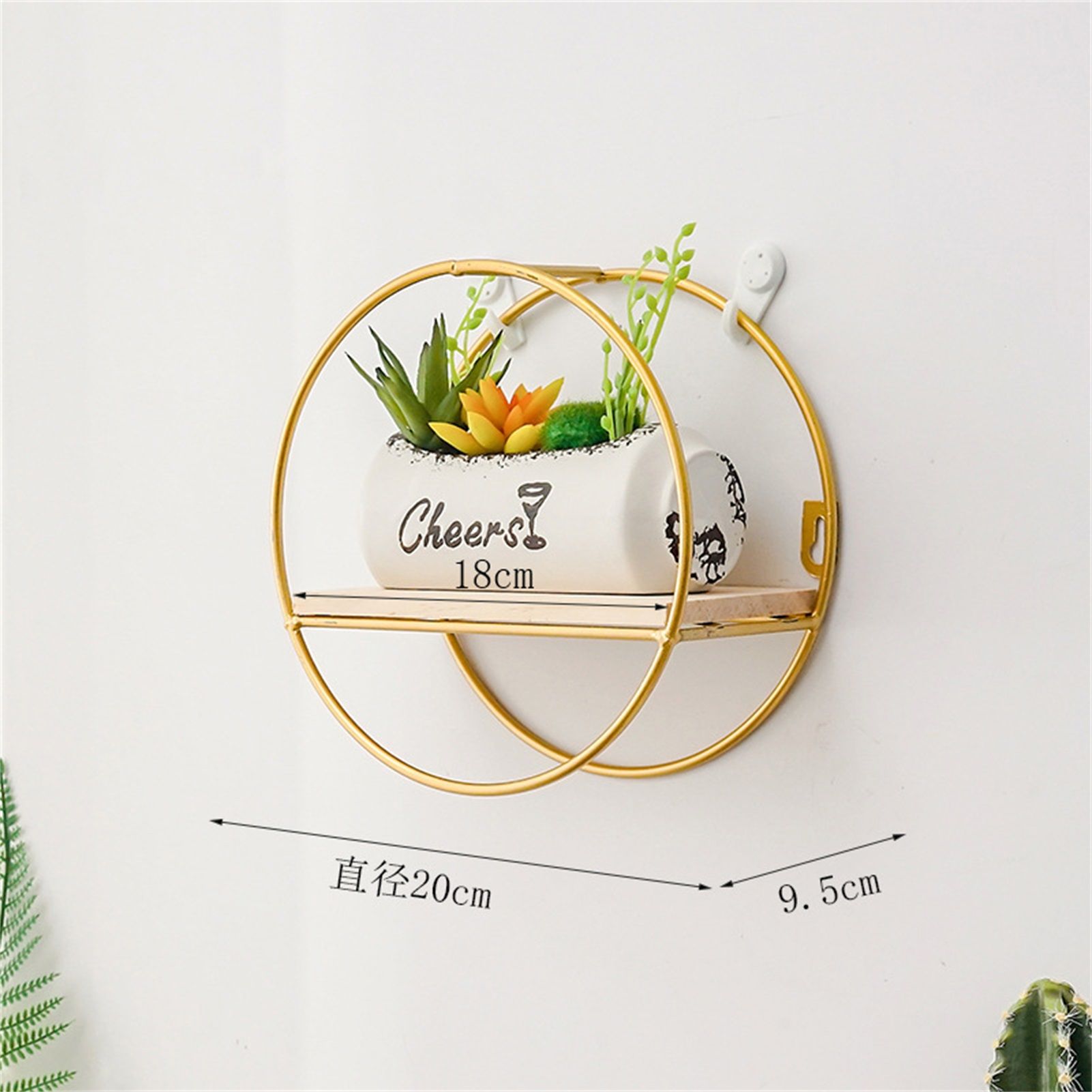 Wooden Iron Wall Shelf Living Room Kitchen Bathroom Elegant Exquisite Wall view 2