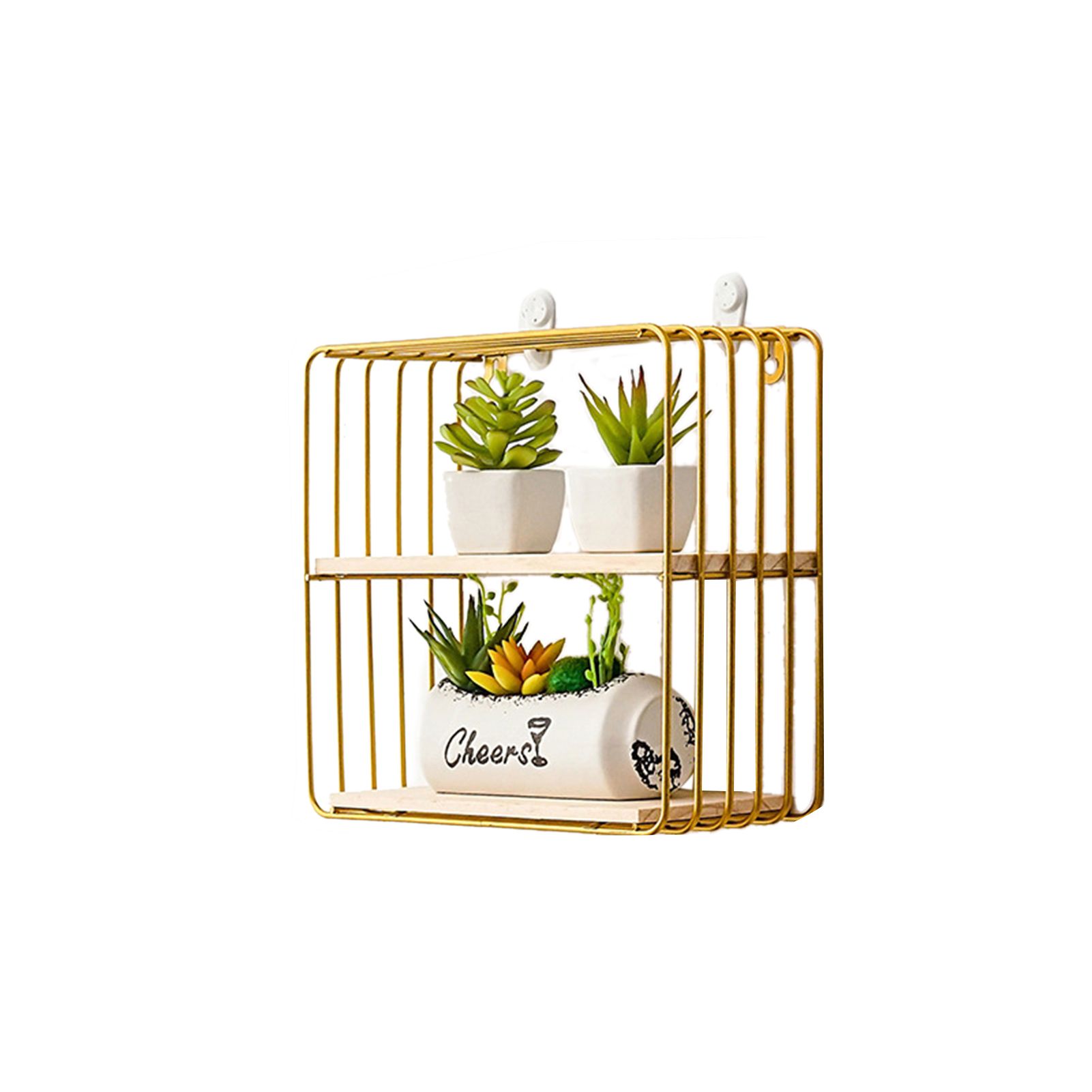 Wooden Iron Wall Shelf Living Room Kitchen Bathroom Elegant Exquisite Wall