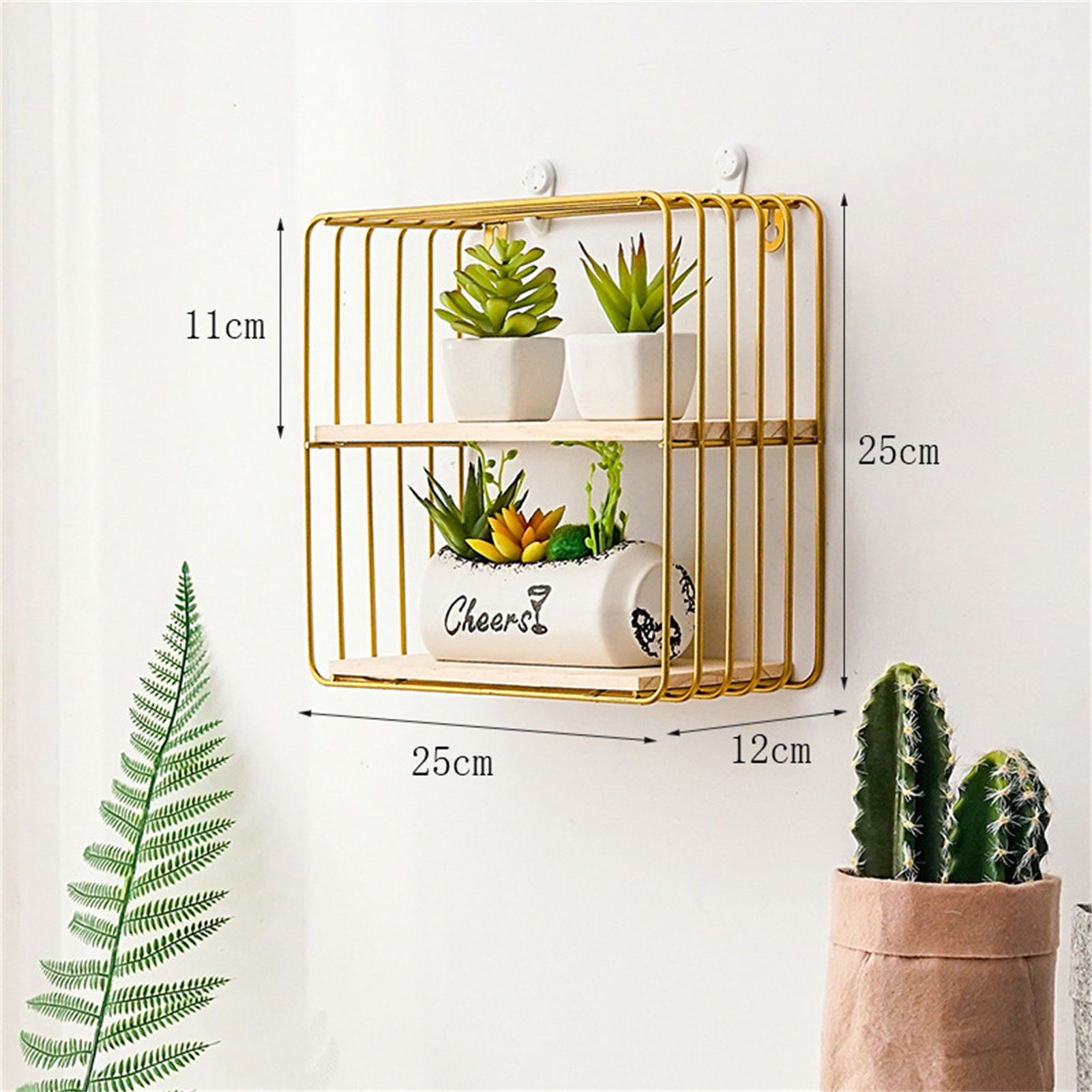 Wooden Iron Wall Shelf Living Room Kitchen Bathroom Elegant Exquisite Wall view 2