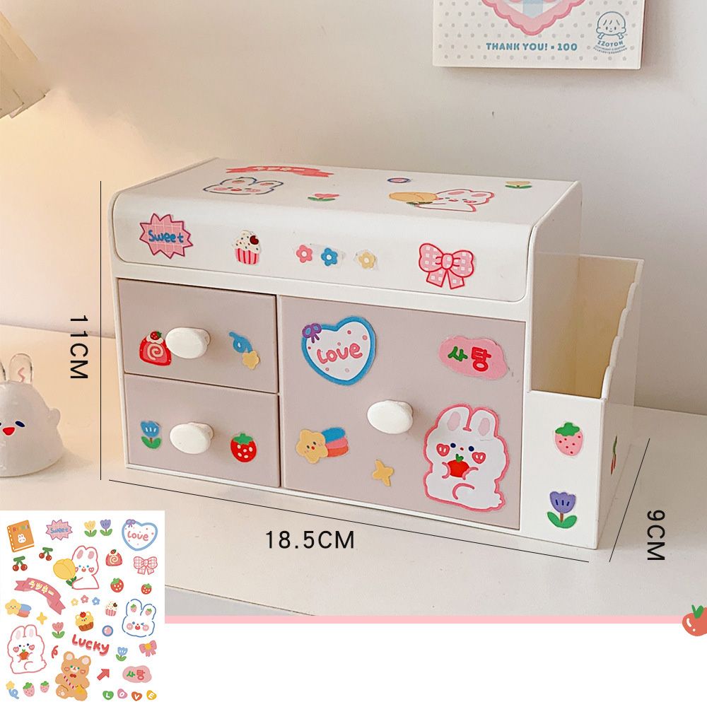 Desktop Storage Box Cute Plastic Drawer Desktop Storage Box Large Capacity