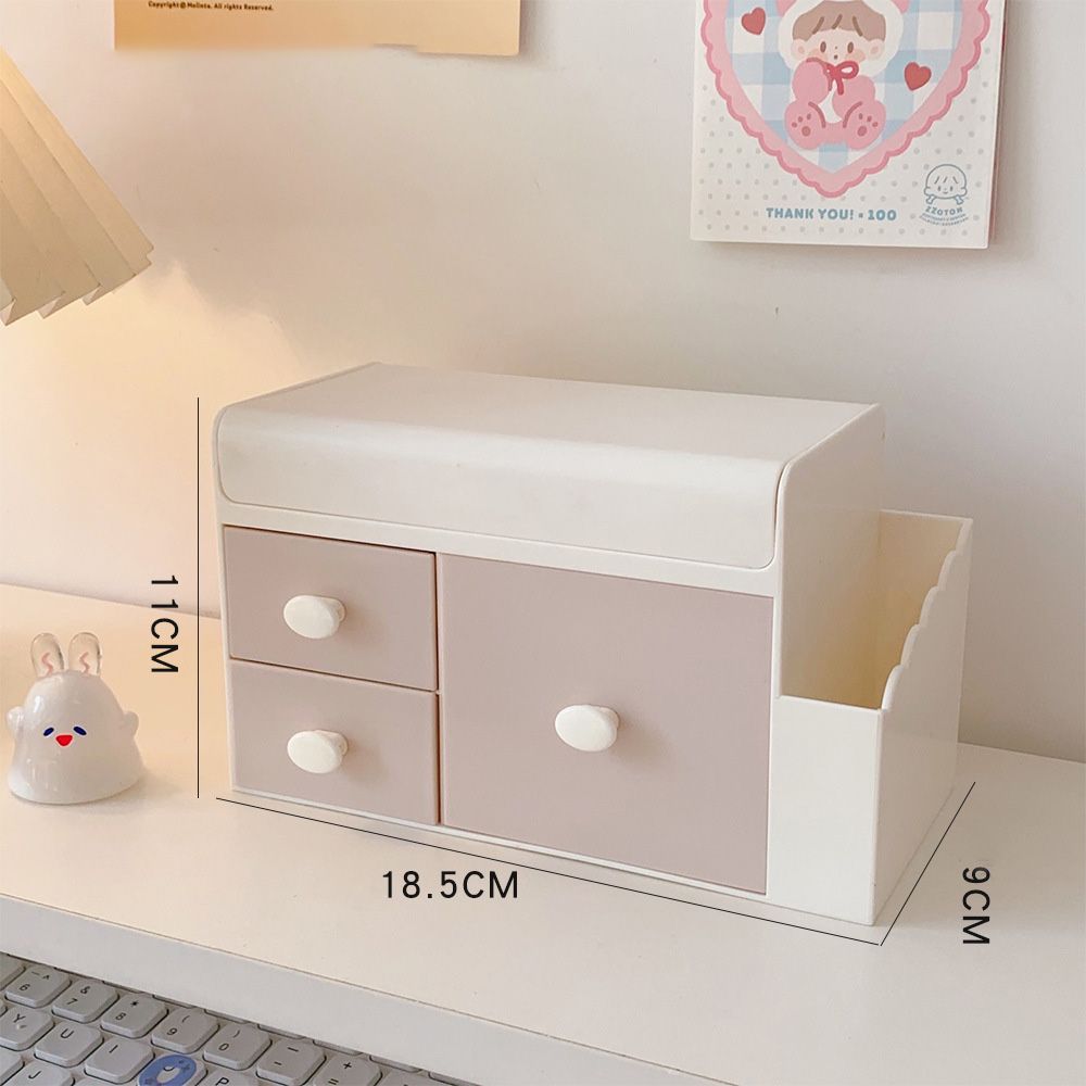 Desktop Storage Box Cute Plastic Drawer Desktop Storage Box Large Capacity view 3