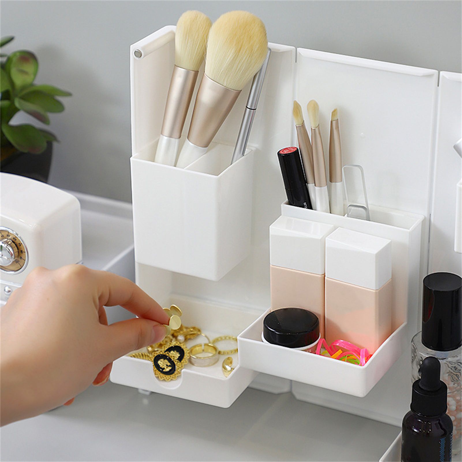 Folding Standable Stationery Box Office Pencil Holder Desktop Magnetic Plastic view 4