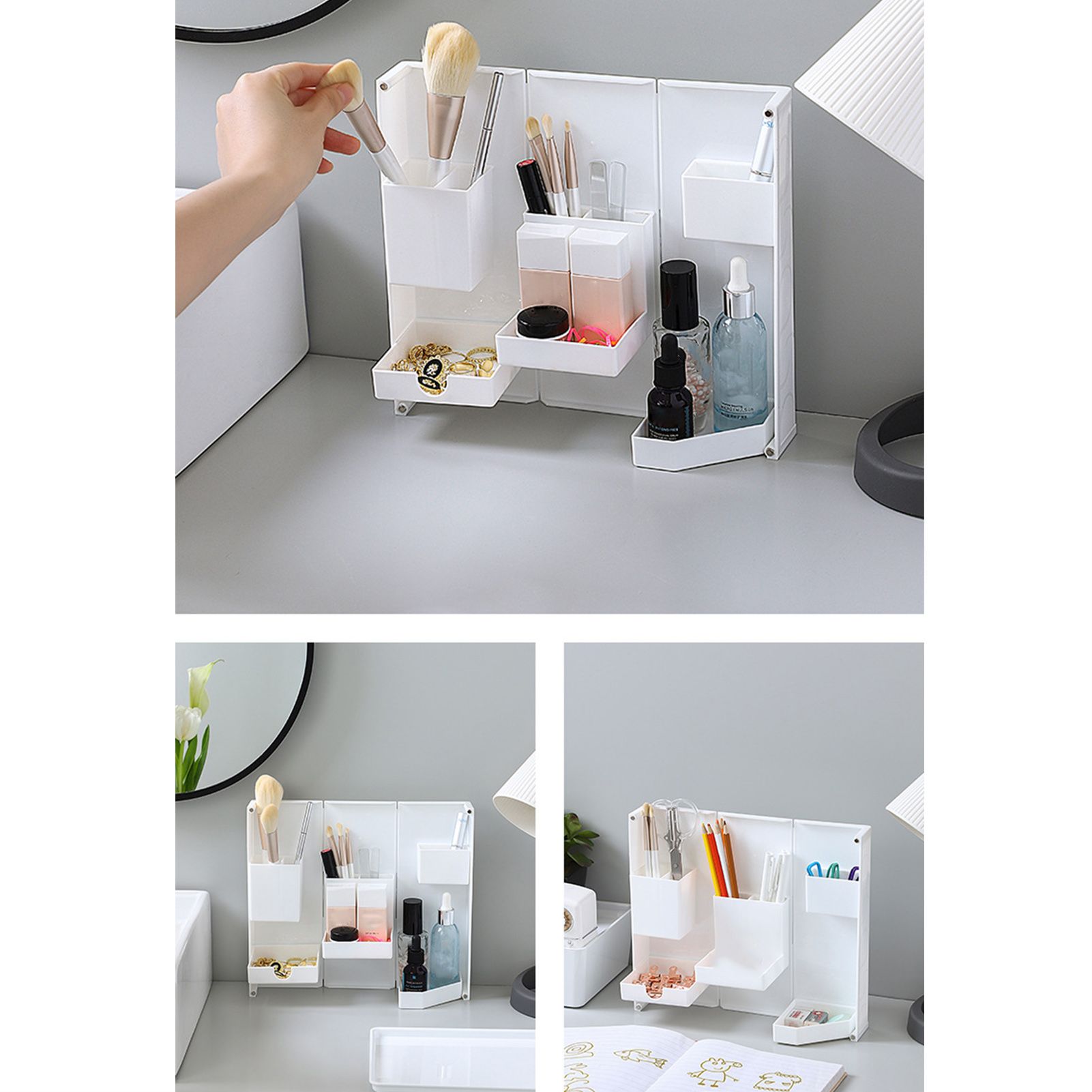 Folding Standable Stationery Box Office Pencil Holder Desktop Magnetic Plastic view 8