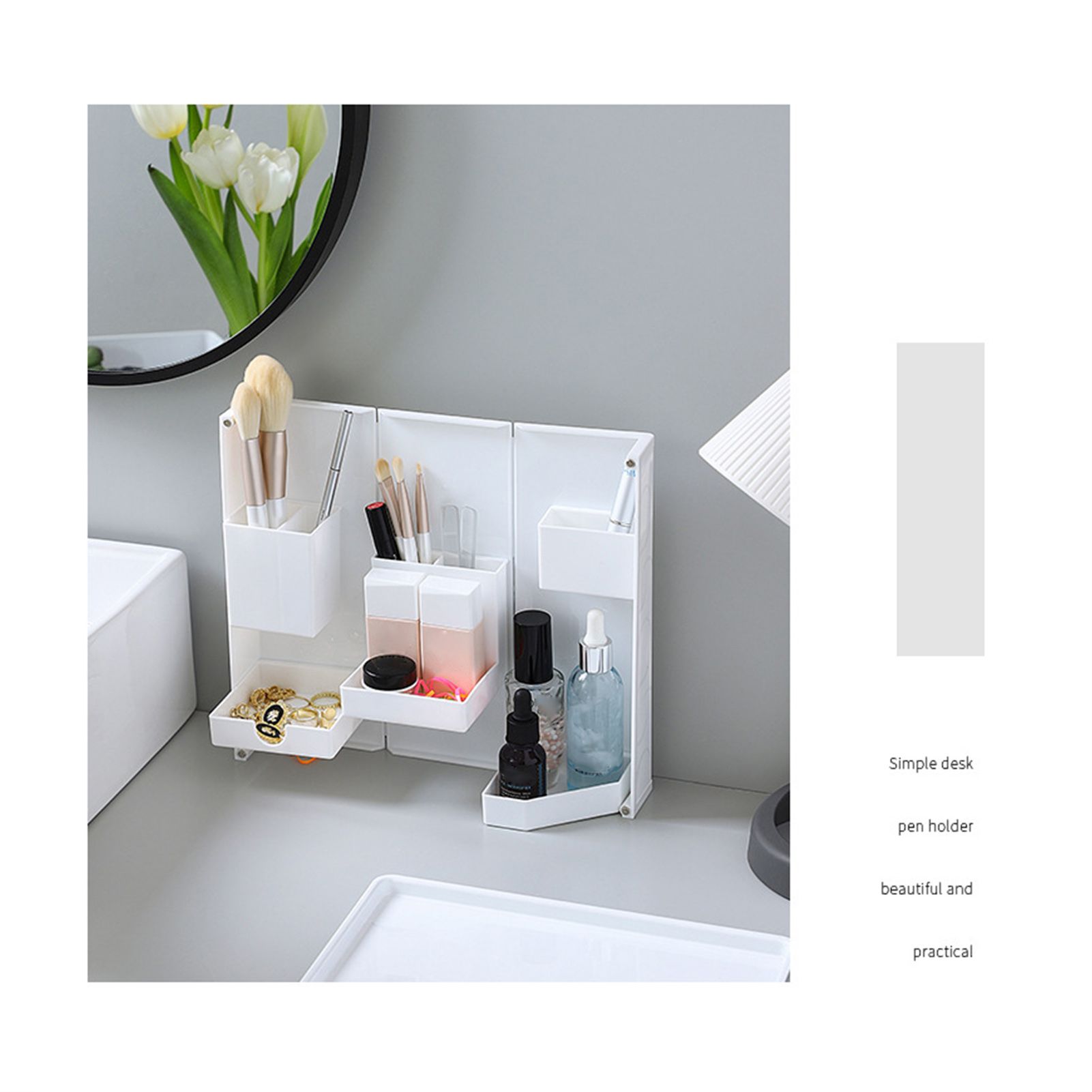 Folding Standable Stationery Box Office Pencil Holder Desktop Magnetic Plastic view 9