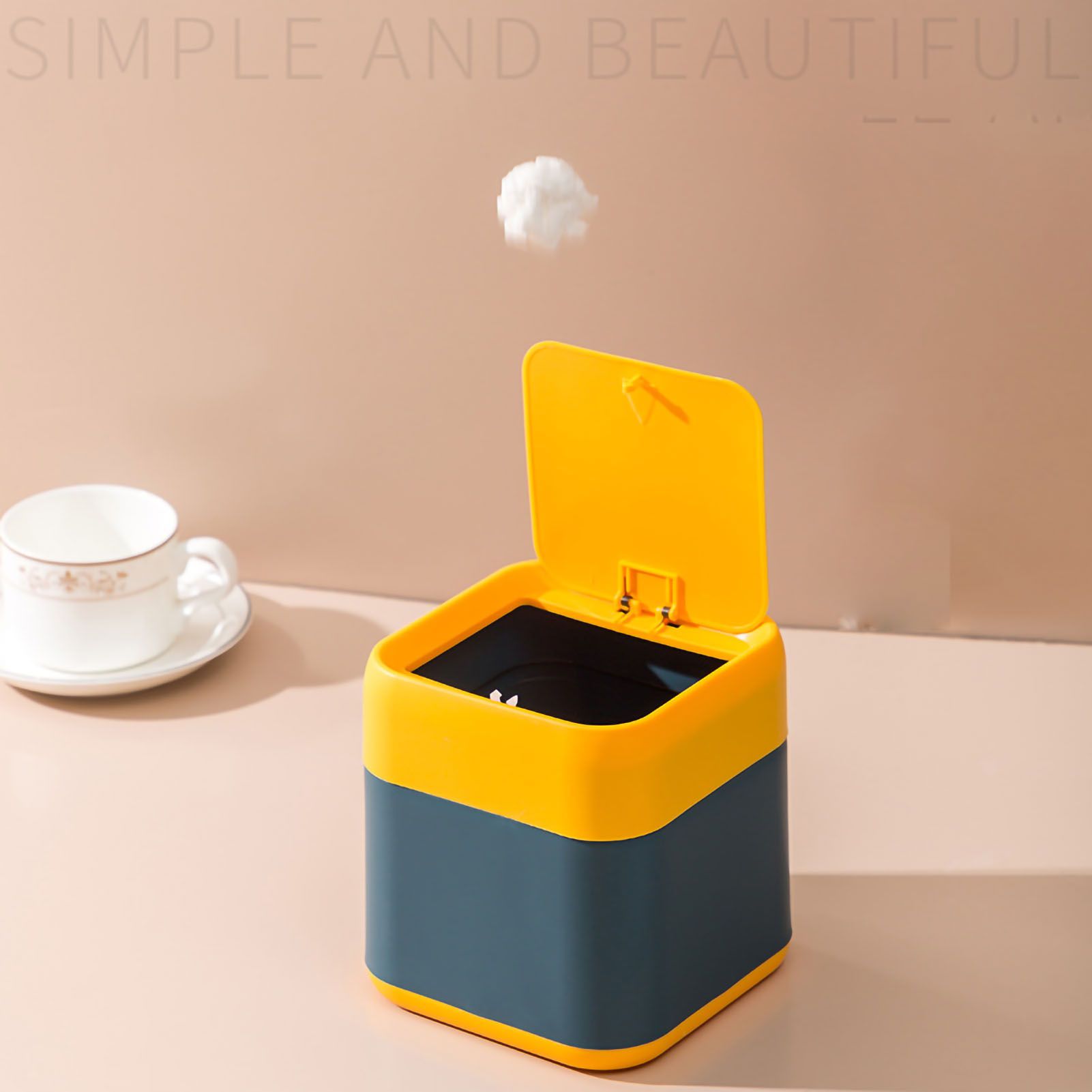Desktop Trash Can Cute Drop Resistant Portable Tiny Desktop Garbage Bin with view 3