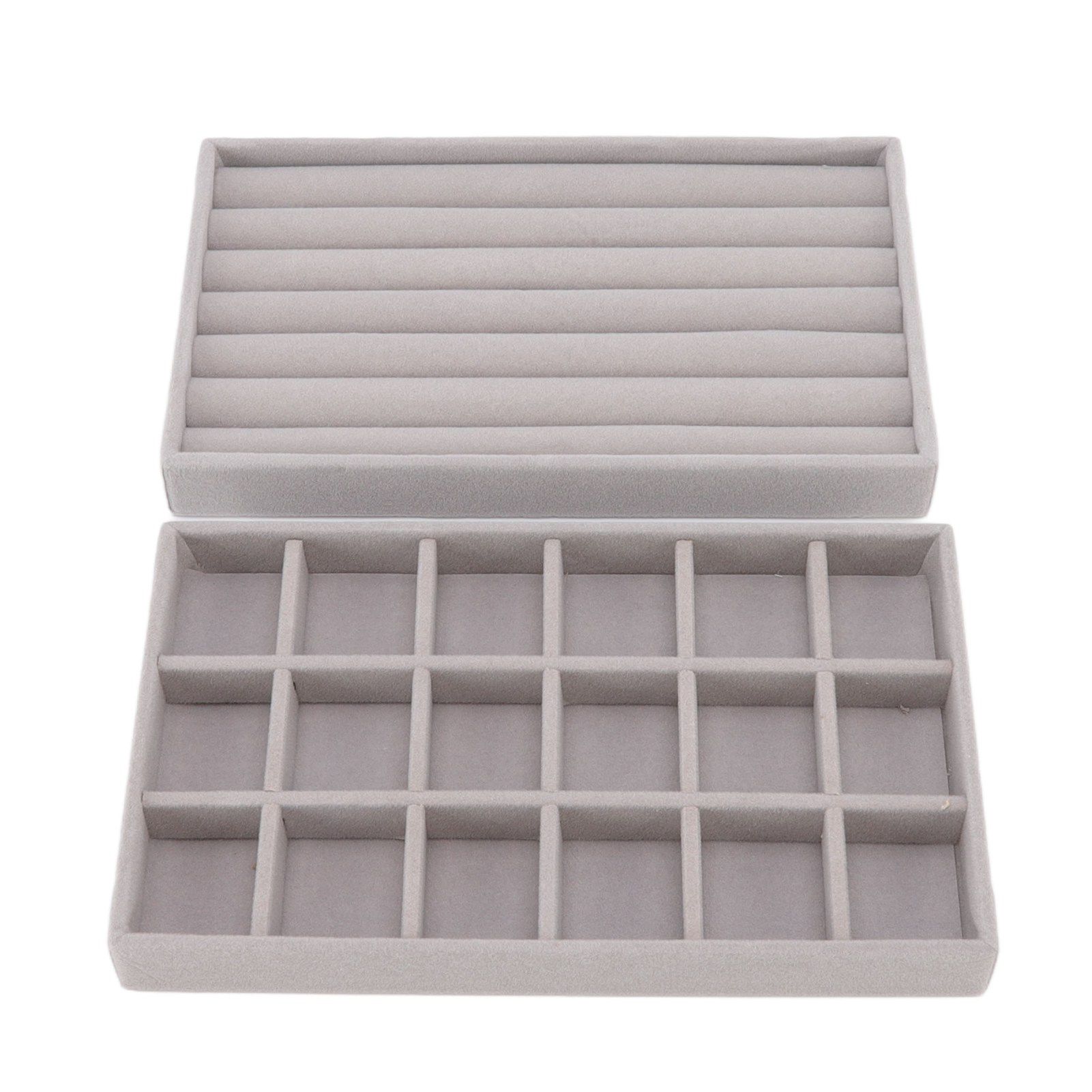 Jewelry Storage Box Various Grid Space Saving Flocked Cloth Jewelry Selection