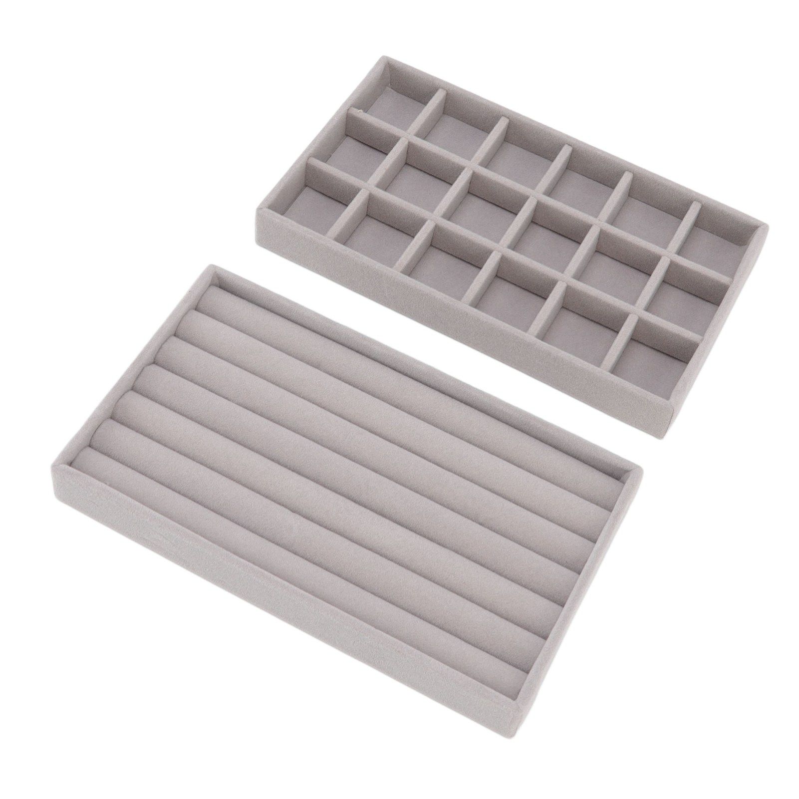 Jewelry Storage Box Various Grid Space Saving Flocked Cloth Jewelry Selection view 2