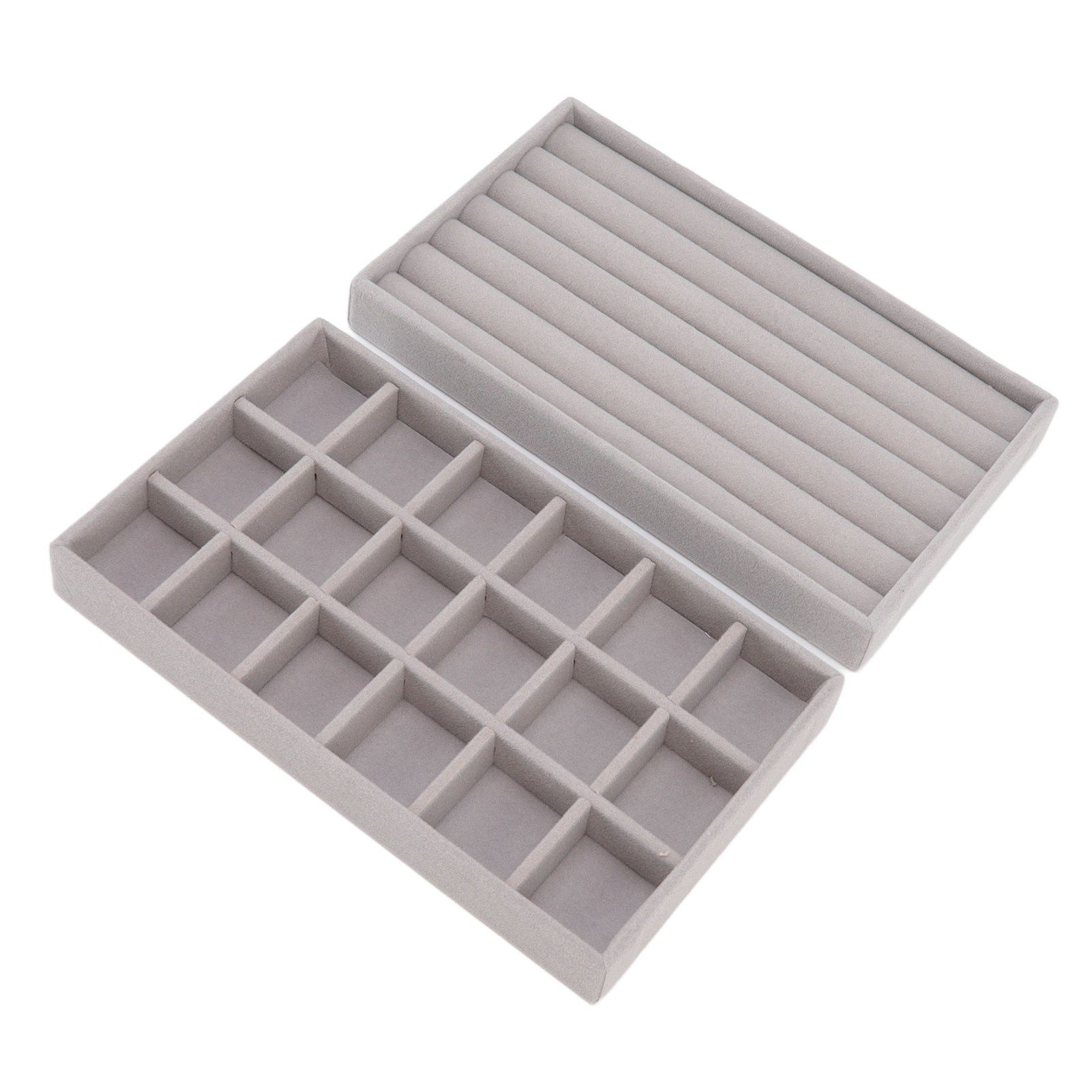 Jewelry Storage Box Various Grid Space Saving Flocked Cloth Jewelry Selection view 3
