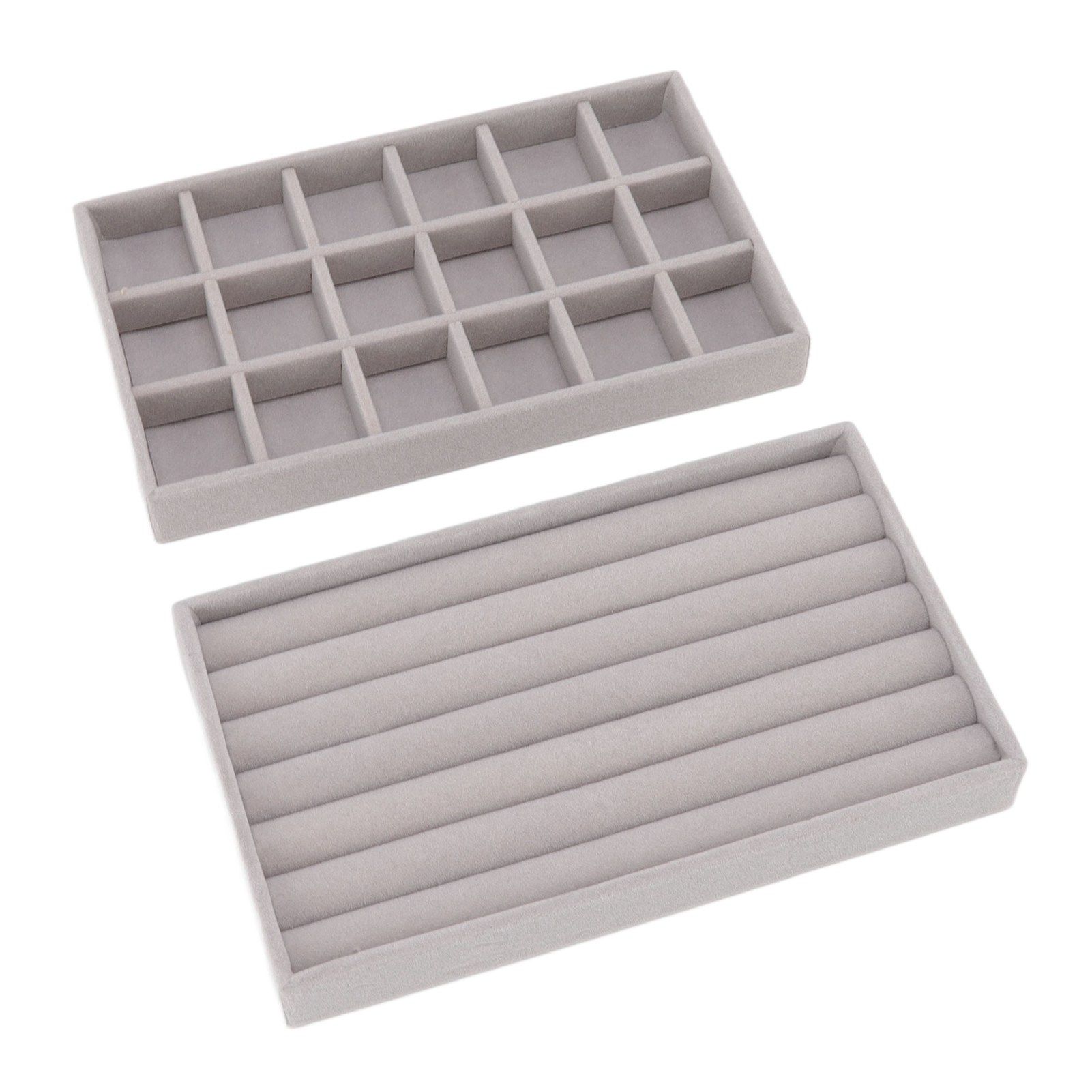 Jewelry Storage Box Various Grid Space Saving Flocked Cloth Jewelry Selection view 6