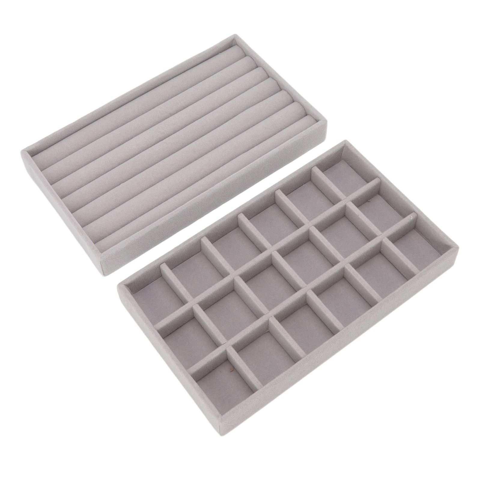 Jewelry Storage Box Various Grid Space Saving Flocked Cloth Jewelry Selection view 7