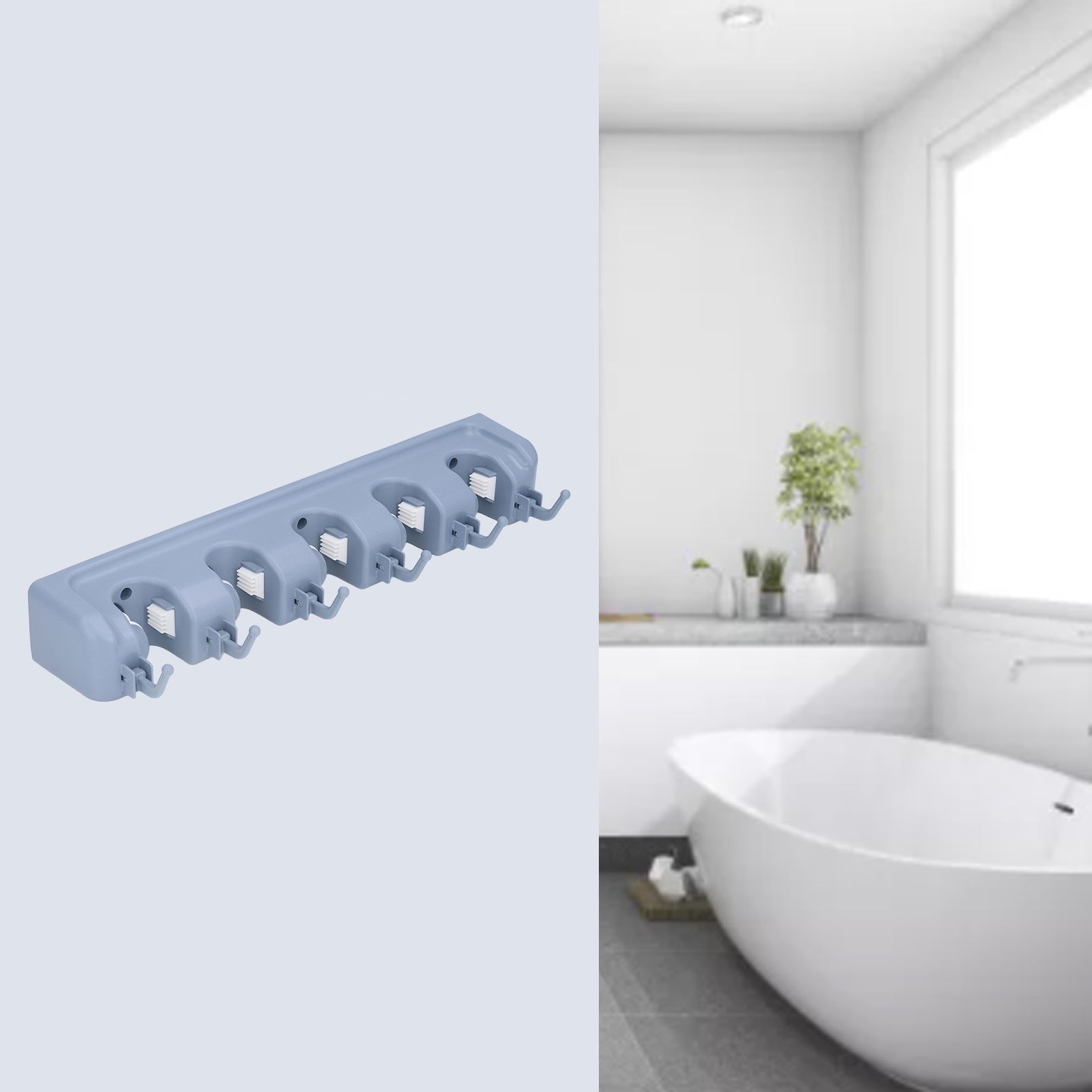 Mop Broom Holder Multifunctional Space Saving Broom Wall Mounted Rack for view 11