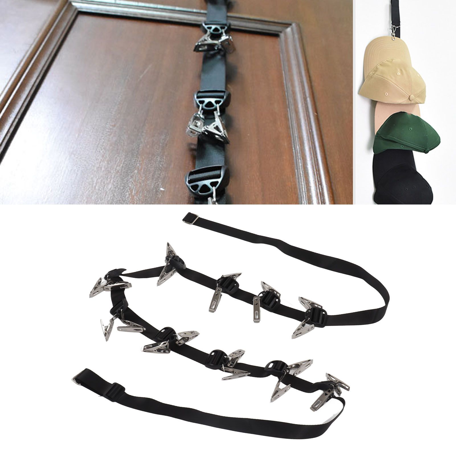 Hat Rack Stainless Steel Wall Mounted Practical Hat Organizer for Home Door Black view 12