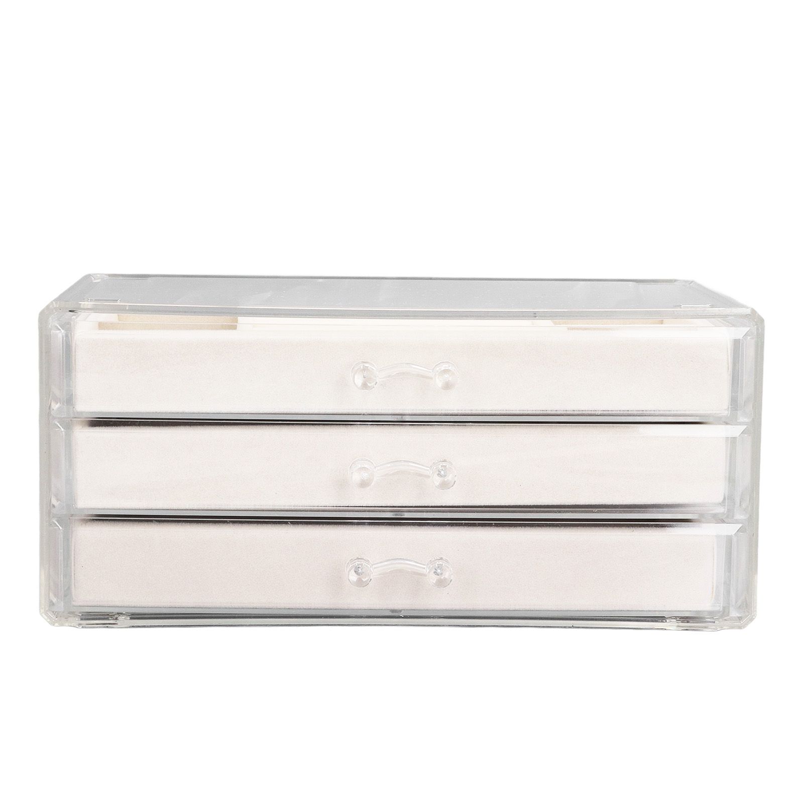 Acrylic Jewelry Organizer Clear Acrylic Beige Drawer Desk Storage Jewelry Box view 4