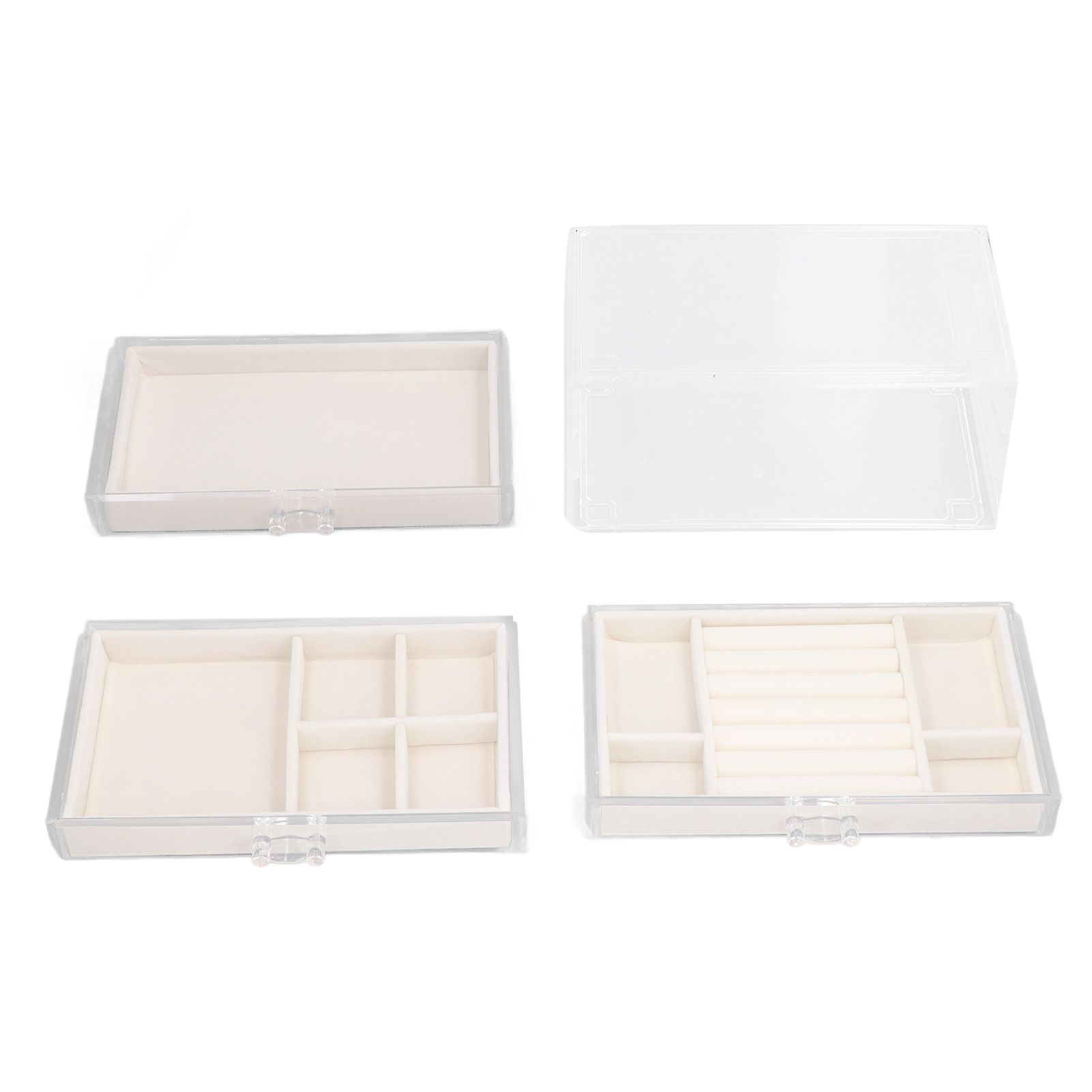 Acrylic Jewelry Organizer Clear Acrylic Beige Drawer Desk Storage Jewelry Box view 8