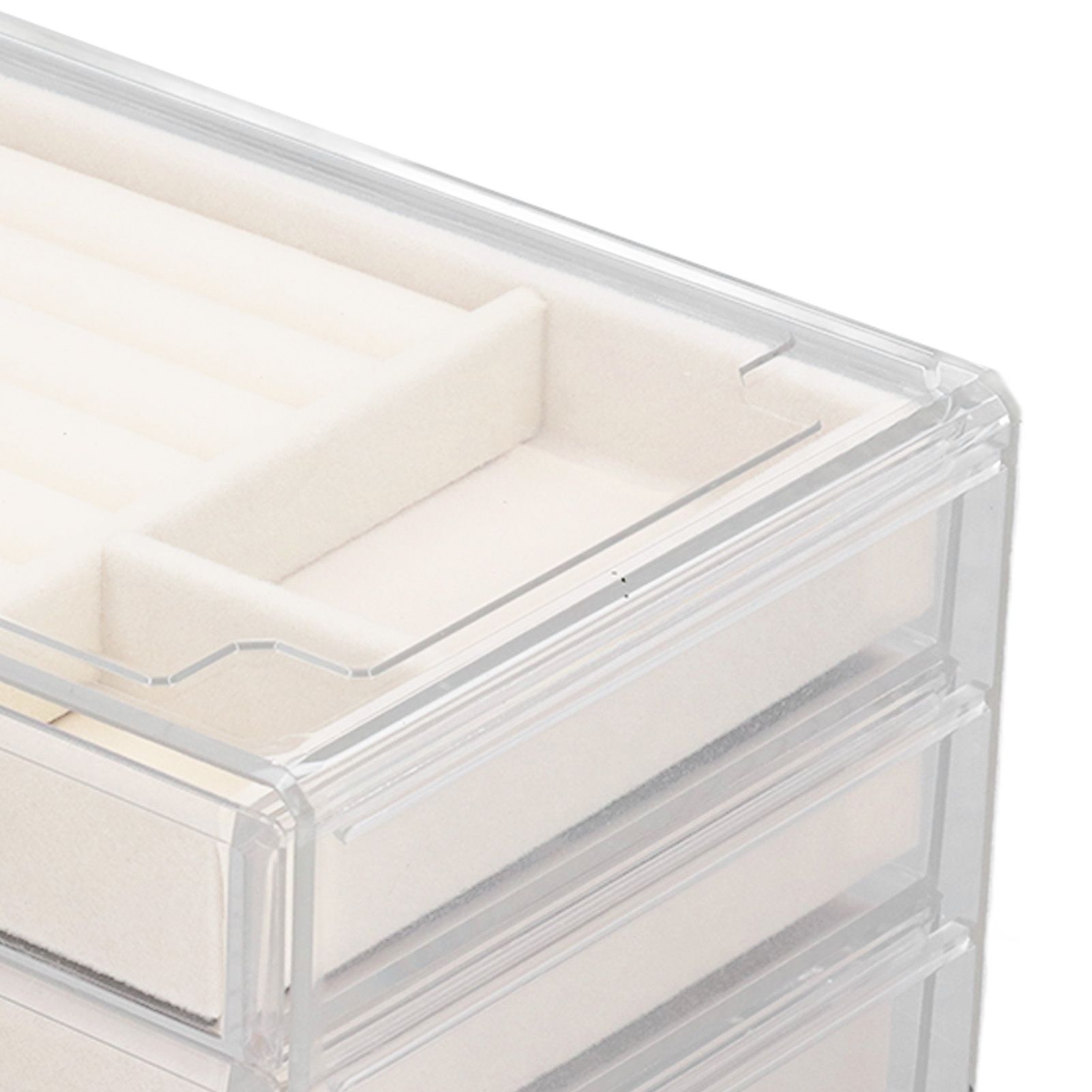 Acrylic Jewelry Organizer Clear Acrylic Beige Drawer Desk Storage Jewelry Box view 13
