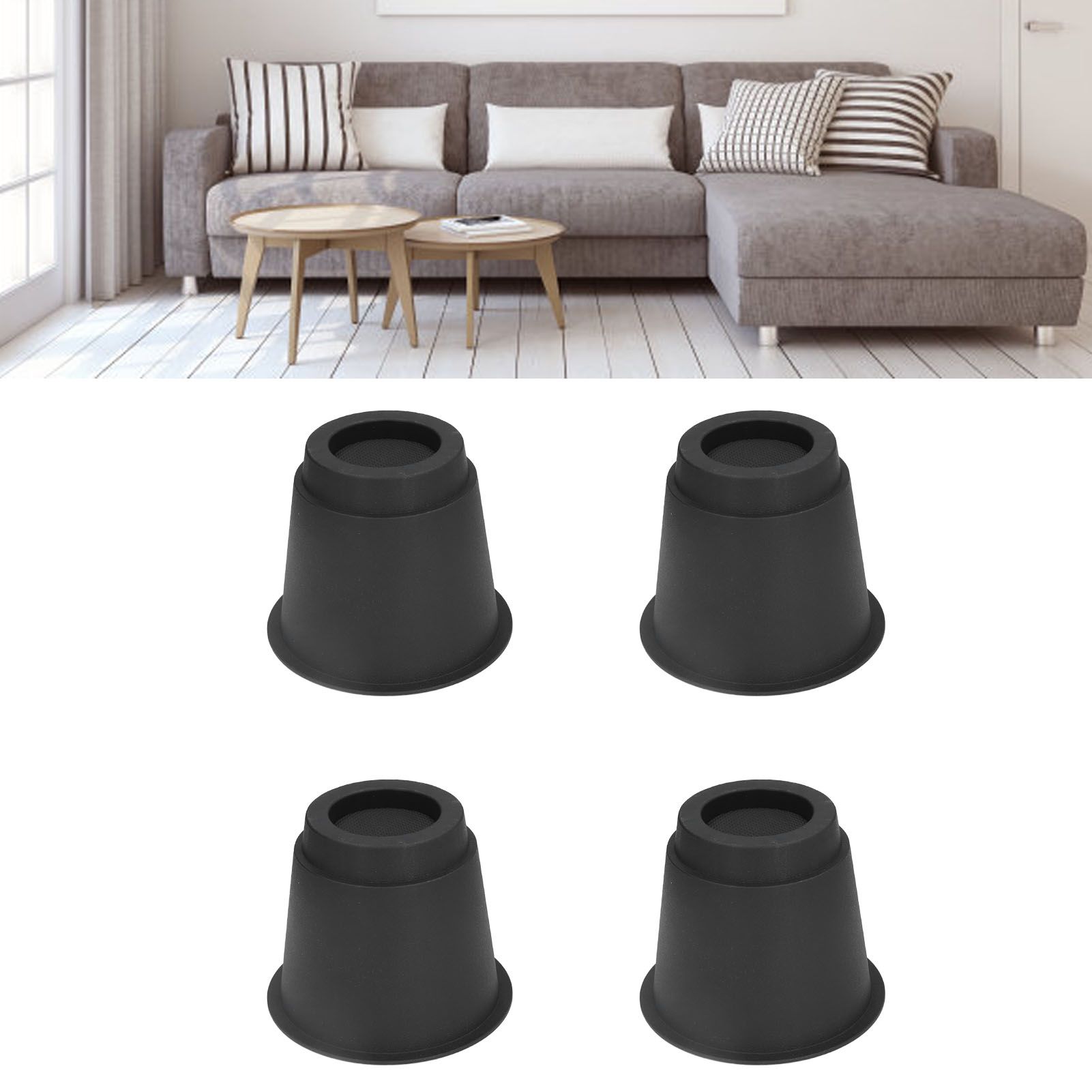 4 Pcs Plastic Furniture Risers 5 Inch Heavy Duty Stackable Circle Bed Lifter view 12