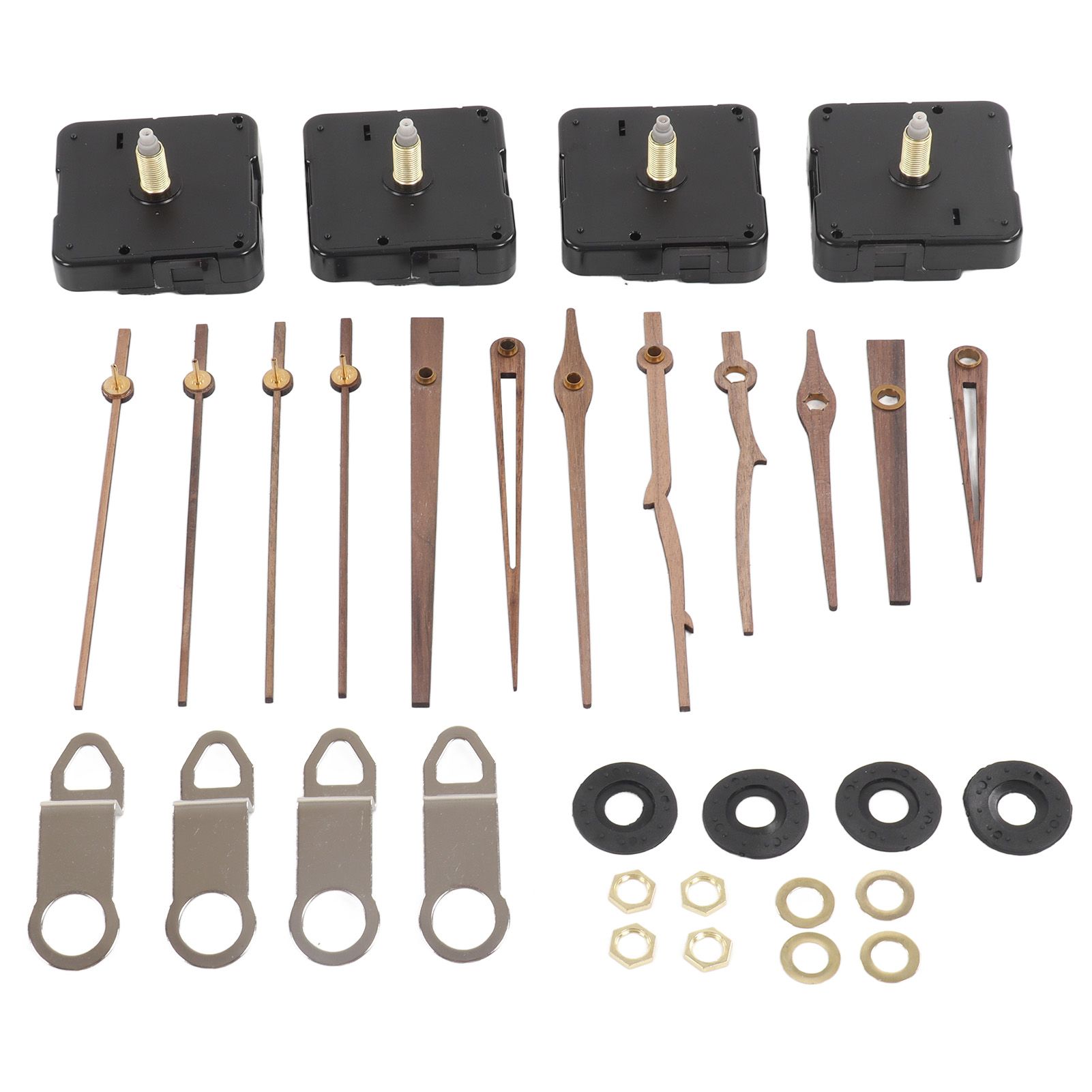 Clock Repairing Replacement Kit with Walnut Wood Hands and Quartz Movement view 2