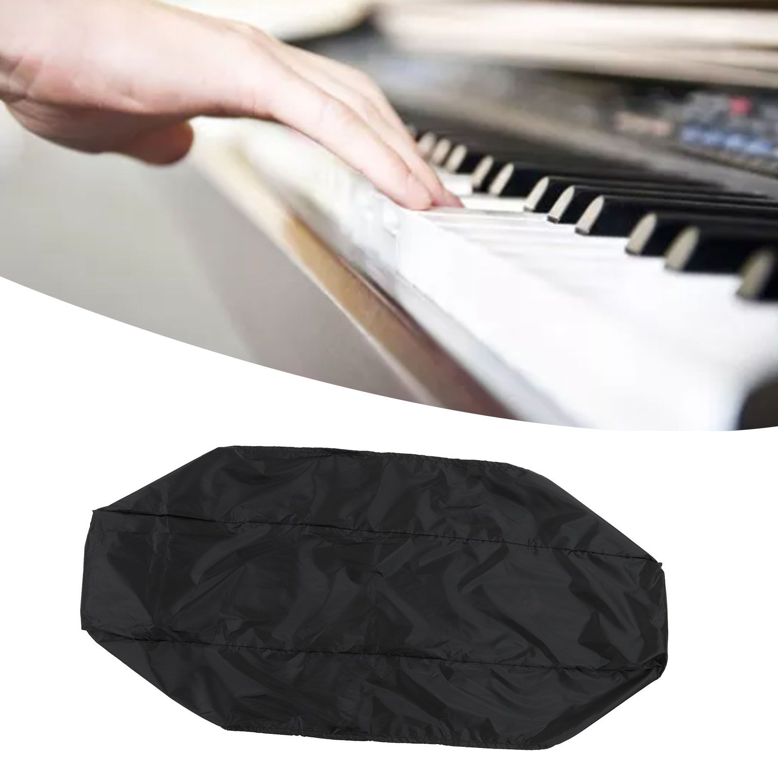 Piano Keyboard Dust Cover Waterproof Breathable Stretchy Black Electric Piano view 11