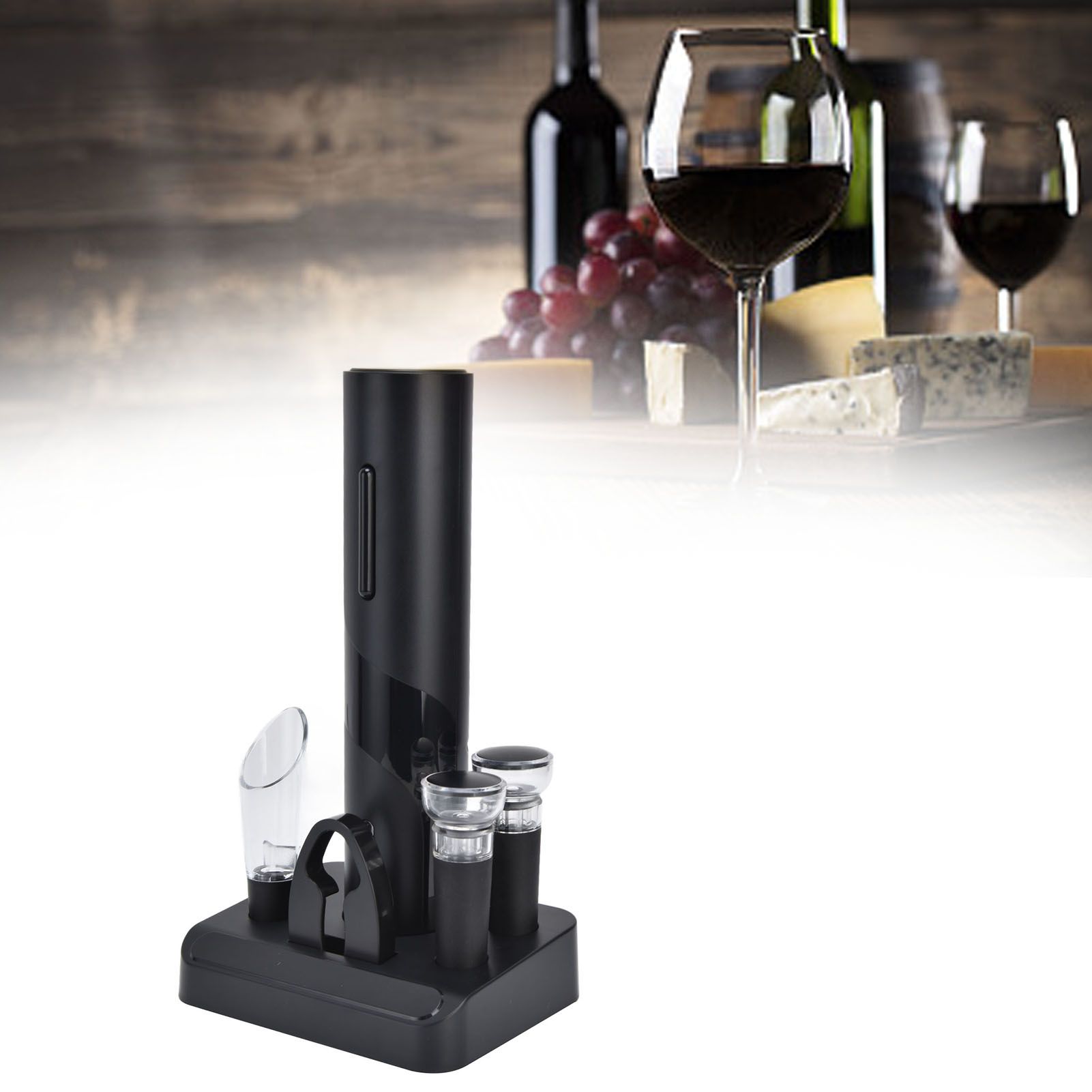 Electric Wine Opener Foil Cutter Aerator Pourer Wine Stopper Set with Storage view 12