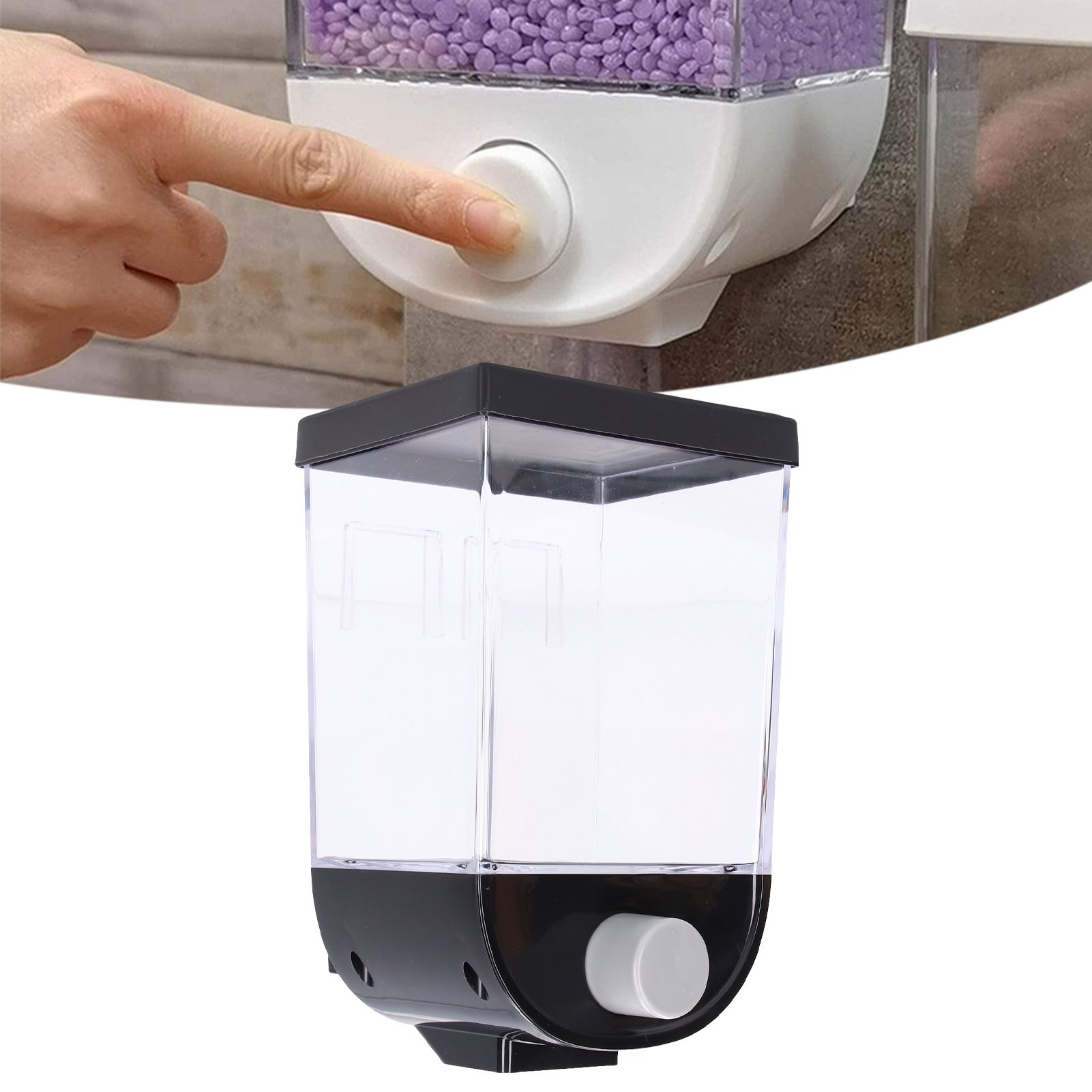 Square Dry Food Dispenser Wall Mounted Grain Storage Container Laundry Bead view 11