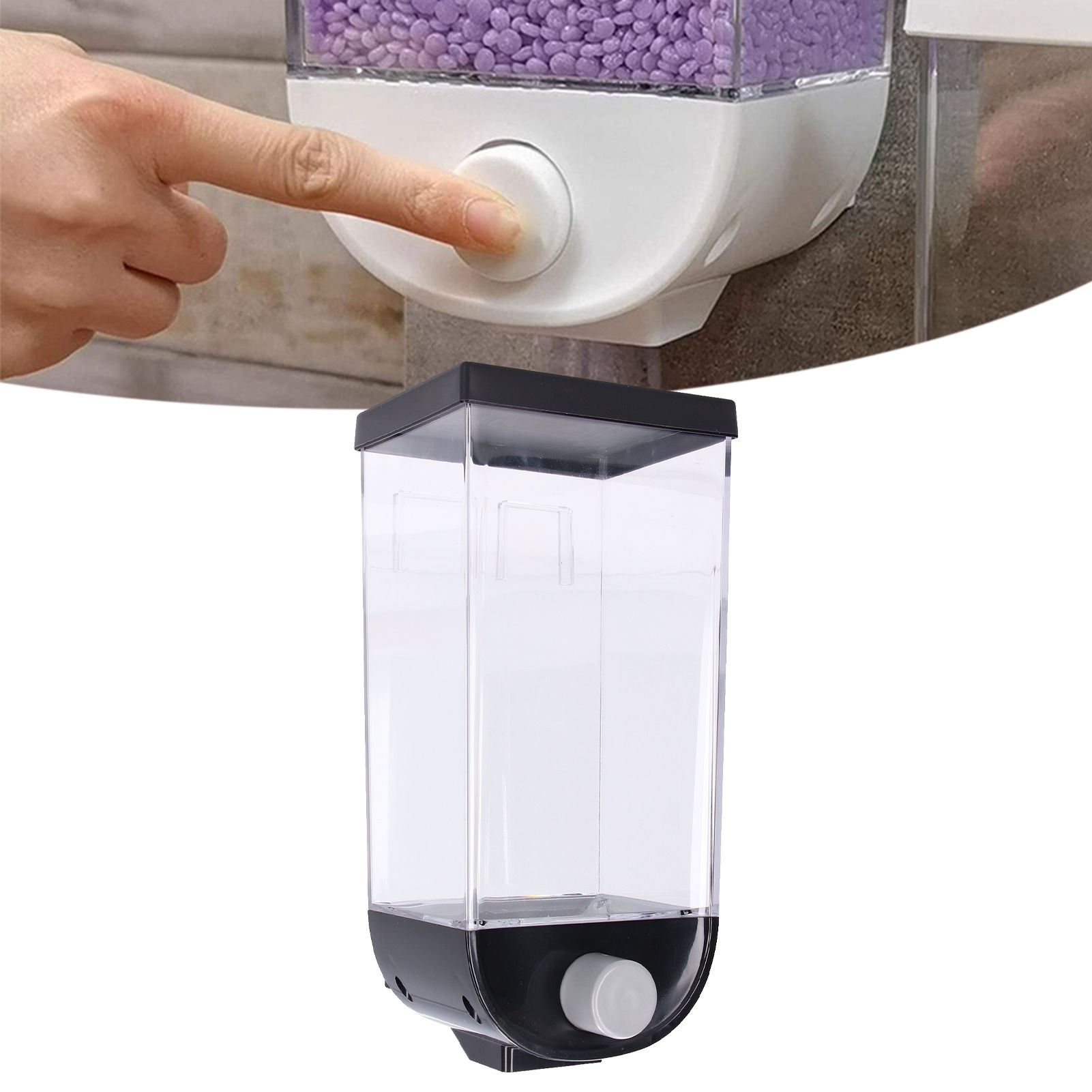 Square Dry Food Dispenser Wall Mounted Grain Storage Container Laundry Bead view 11