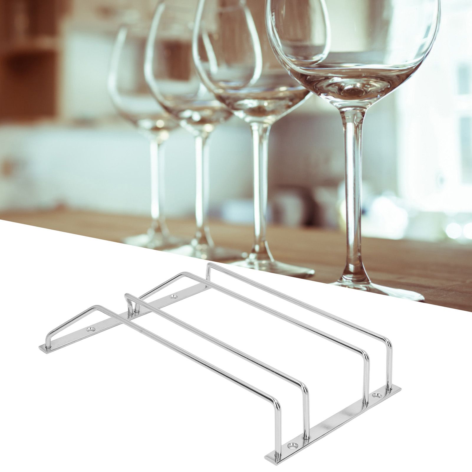 Stainless Steel Double Row Wine Glass Stemware Rack Hanging Stemware Holder view 12