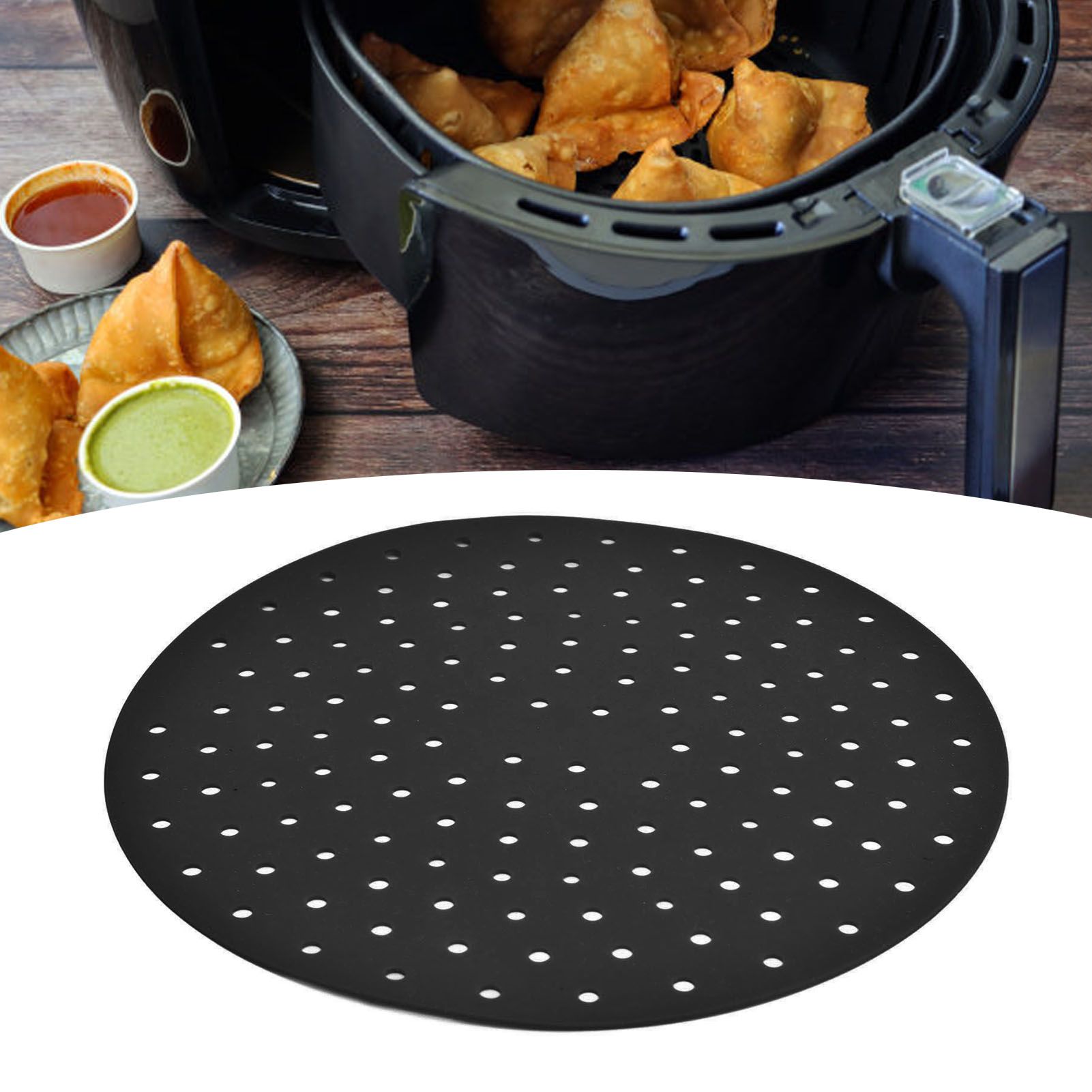 20cm Anti Slip Round Cooking Fryer Mat Anti Sticking Silicone Steamer Liners view 11
