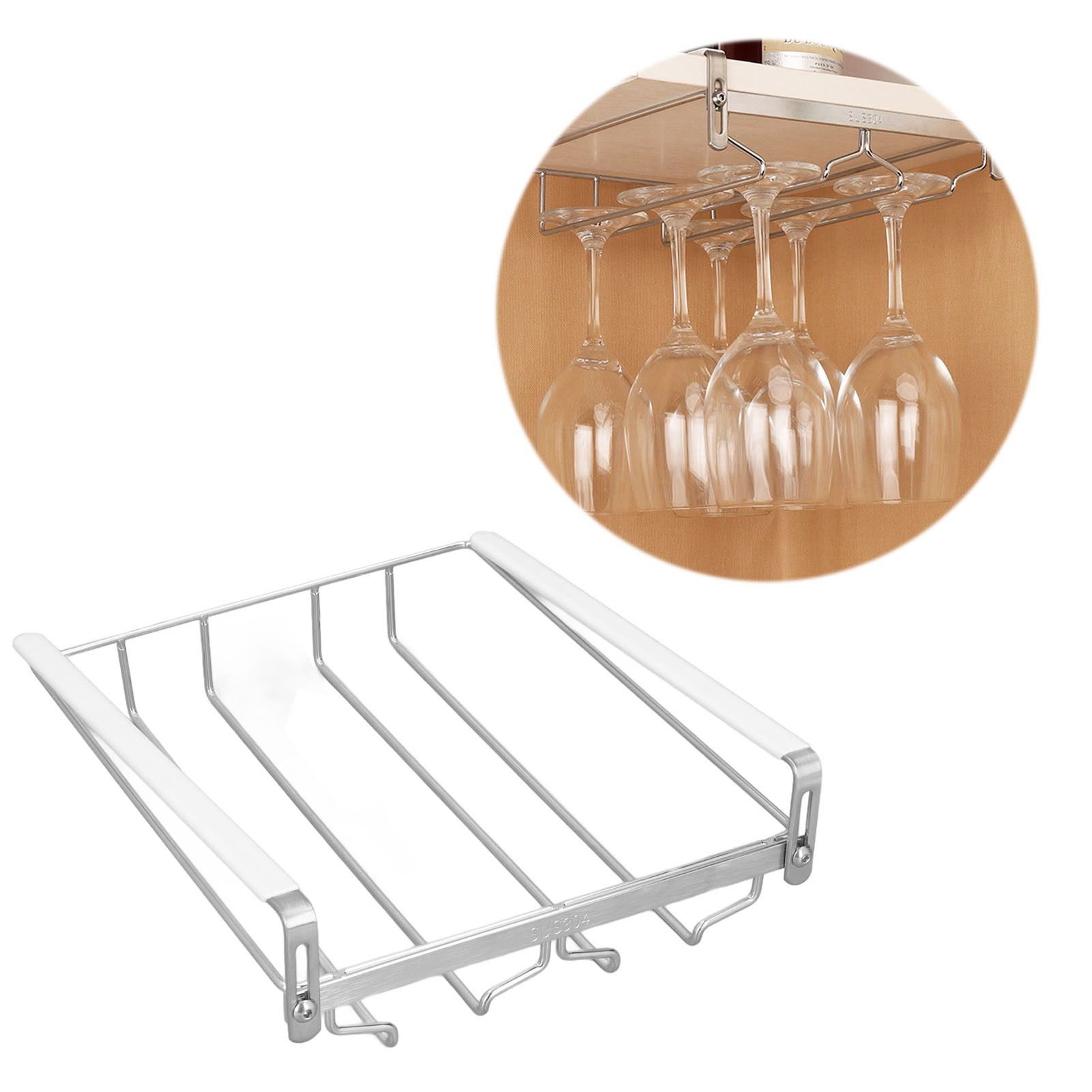 Wine Cup Holder Stainless Steel Non Perforated Tall Wine Glass Holder Hanging view 11