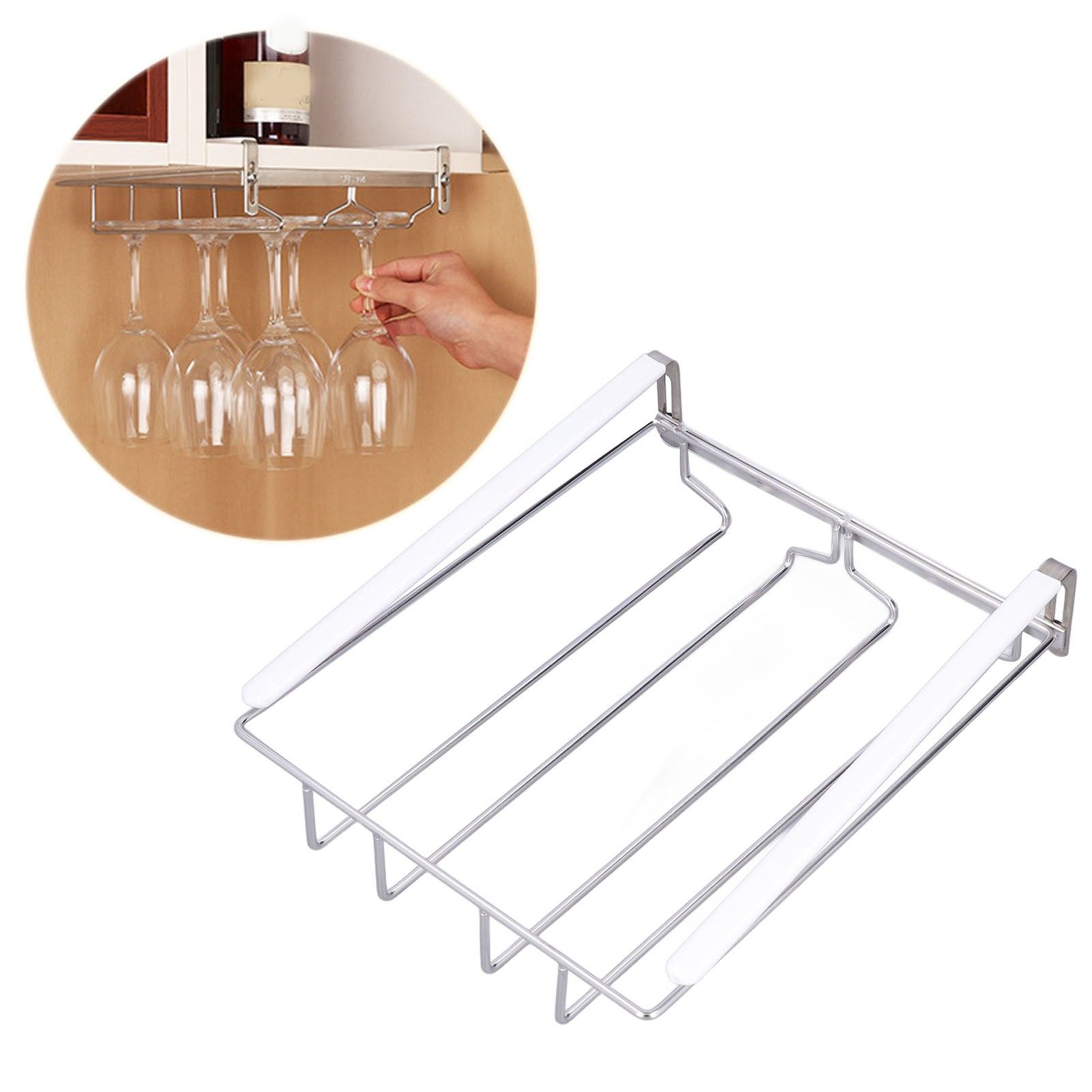 Wine Cup Holder Stainless Steel Non Perforated Tall Wine Glass Holder Hanging view 12