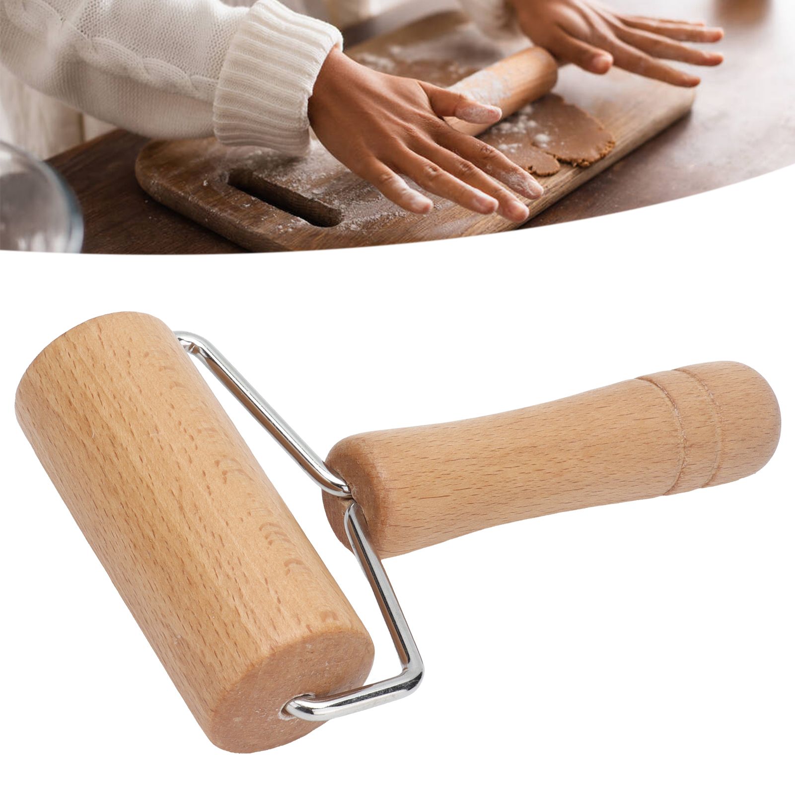 Wood Rolling Pin Pastry Pizza Hand Dough Roller for Bakery Kitchen Cake Bread view 11
