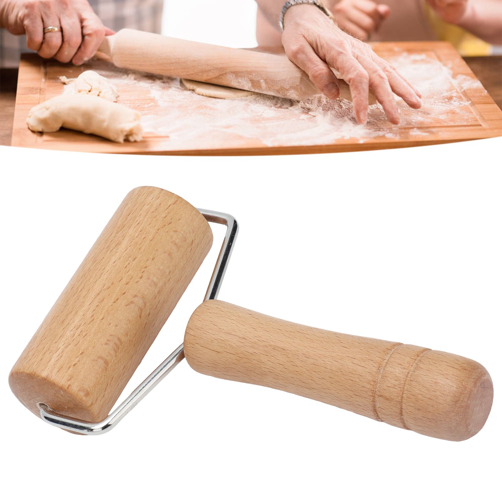 Wood Rolling Pin Pastry Pizza Hand Dough Roller for Bakery Kitchen Cake Bread view 12
