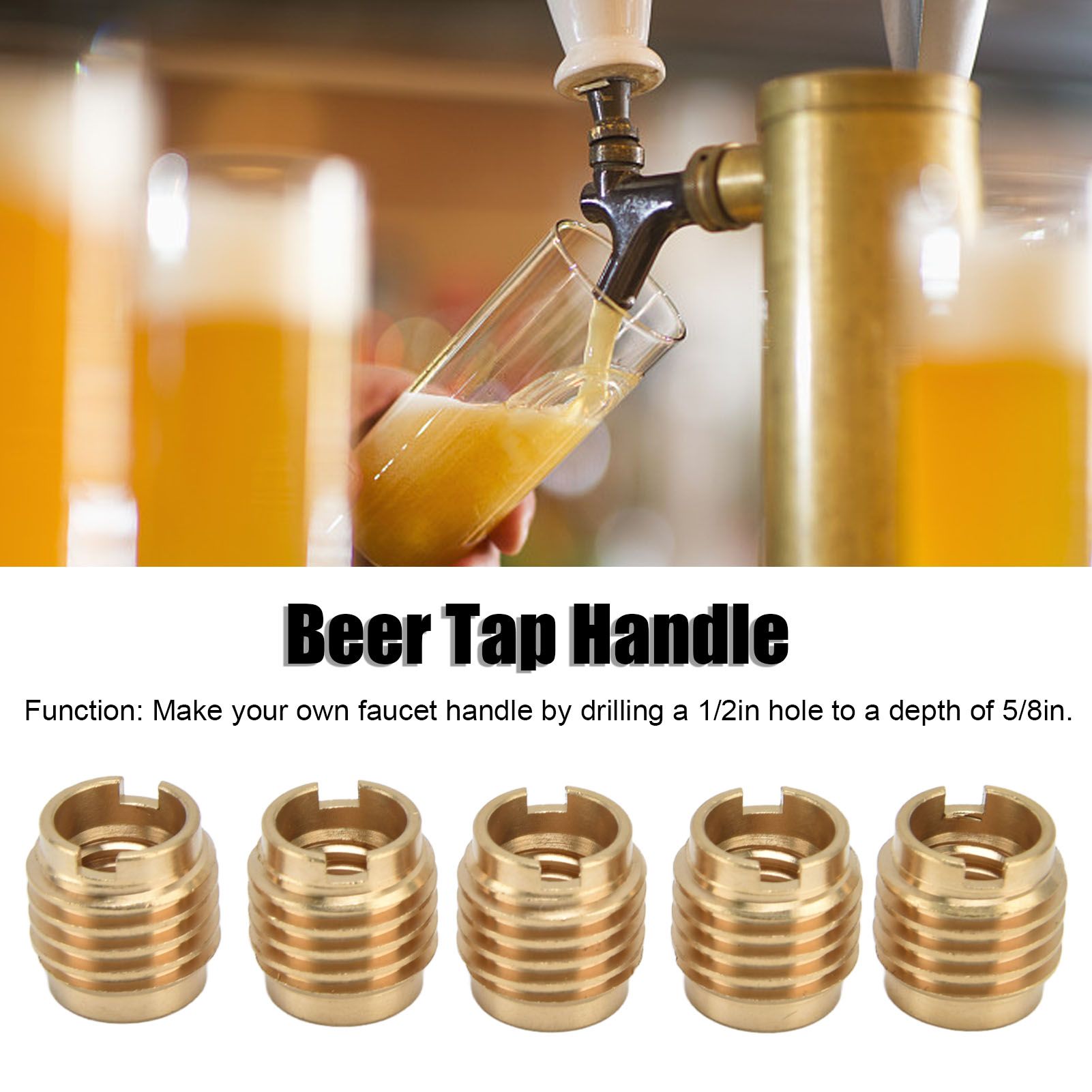 5 Pcs Beer Tap Handle Beer Tap Handles Manual Install Nuts for 3/8in‑16 UNC view 13