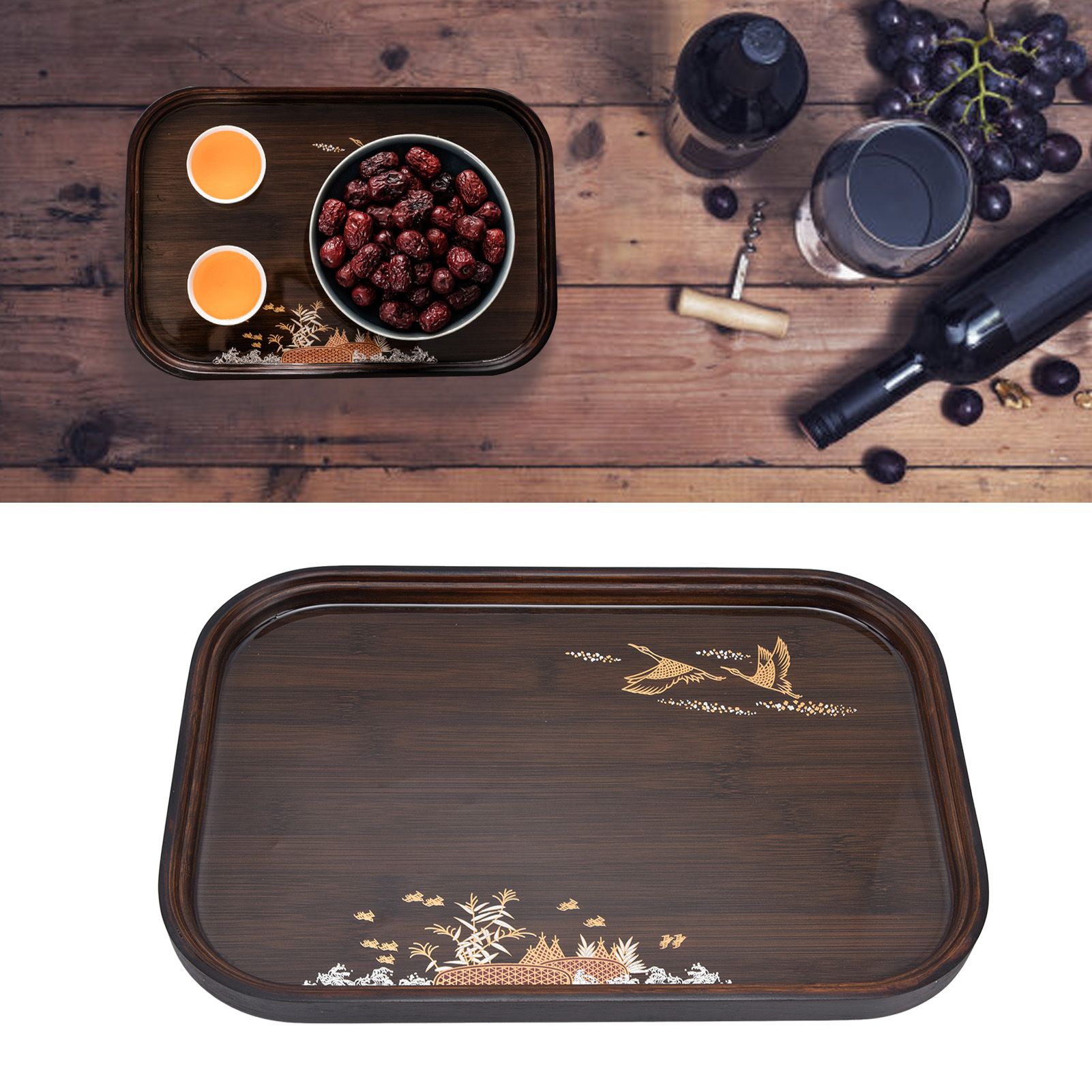 Bamboo Tea Tray Japanese Simple Novel Beautiful Resin Walnut Tea Tray for Home view 12